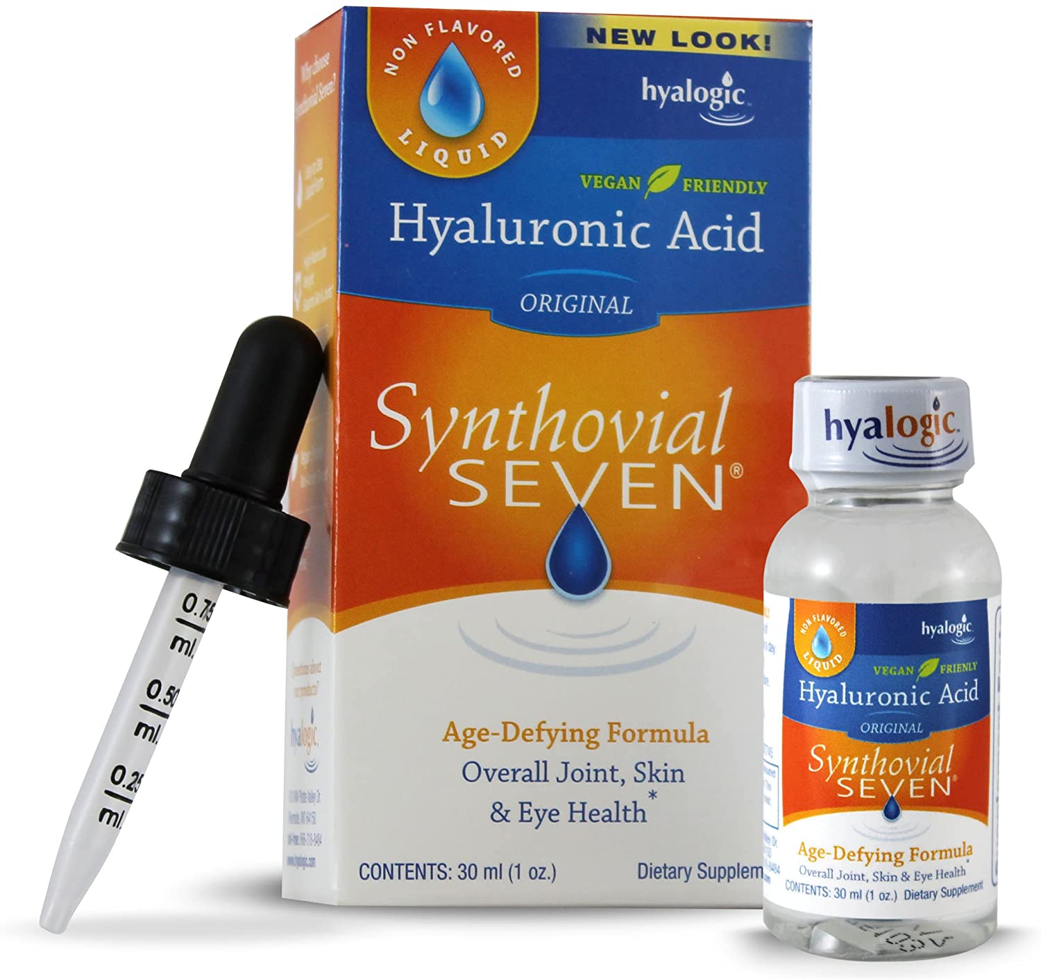 Hyalogic Synthovial Seven Hyaluronic Acid Liquid - HA Joint Support - Vegan - 1 Oz-1610567107