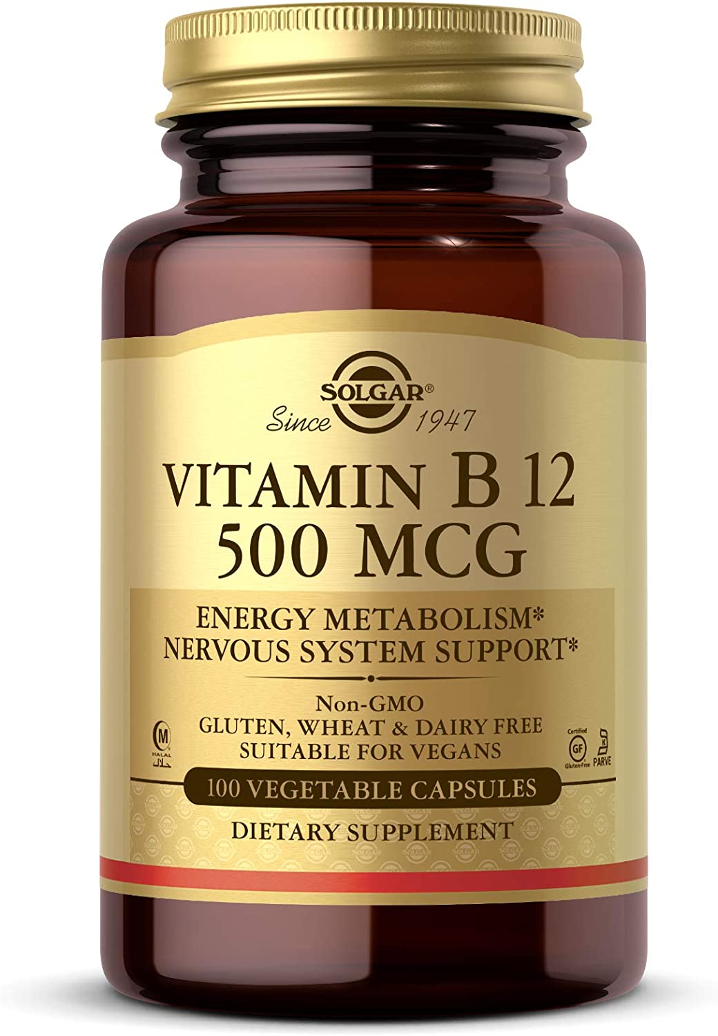 Solgar Vitamin B12 500 Mcg 100 Vegetable Capsules
