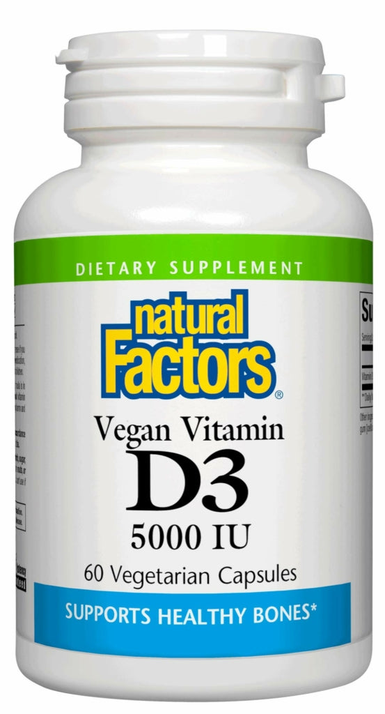 Natural Factors Vegan Vitamin D3 125 Mcg 5, 000 IU, 60 Capsules