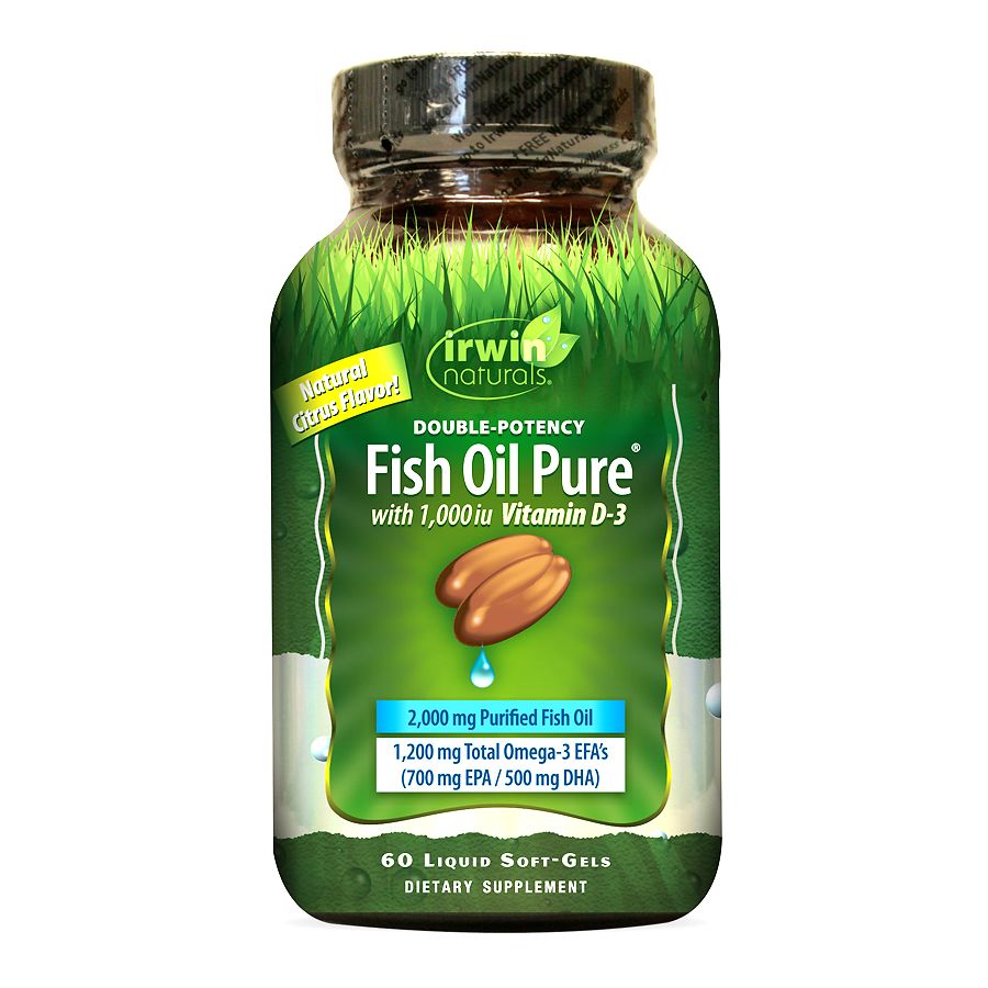 Irwin Naturals Double Potency Fish Oil Pure Natural Citrus -- 60 Liquid Softgels