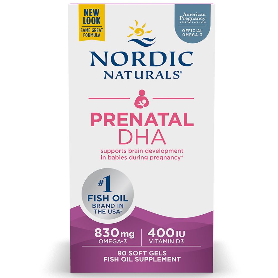 Nordic Naturals Prenatal DHA, Unflavored - 830 Mg Omega-3 + 400 IU Vitamin D3-90 Soft Gels - Supports Brain Development In Babies During Pregnancy & Lactation - Non-GMO - 45 Servings