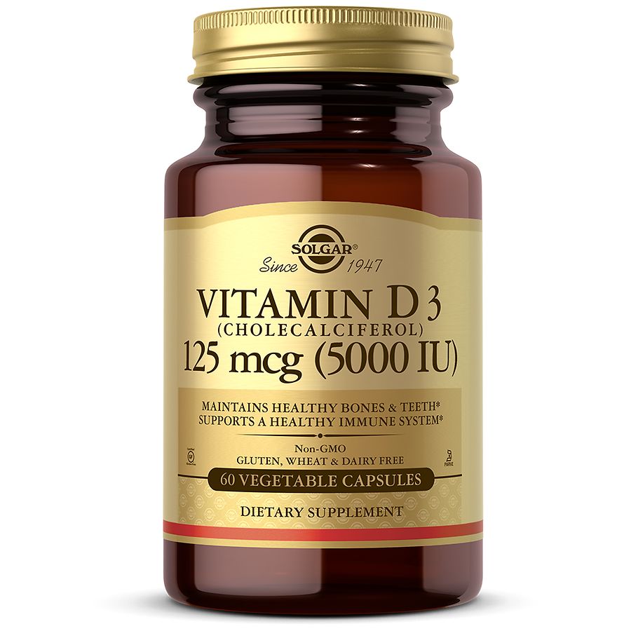 Solgar Vitamin D3 Cholecalciferol 5000 IU, 60 Vegetable Capsules
