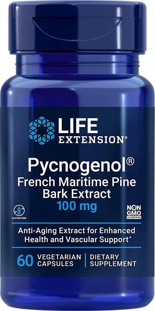 Life Extension Pycnogenol, French Maritime Pine Bark Extract, 100 Mg, 60 Vegetarian Capsules