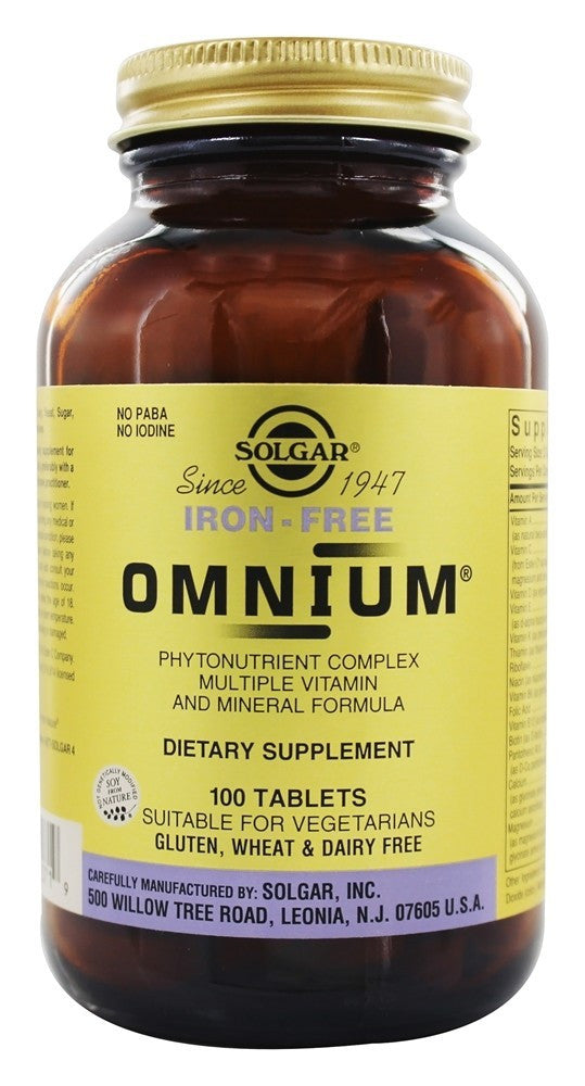 Solgar Omnium, Multiple Vitamin And Mineral Formula, Iron-Free, 100 Tablets