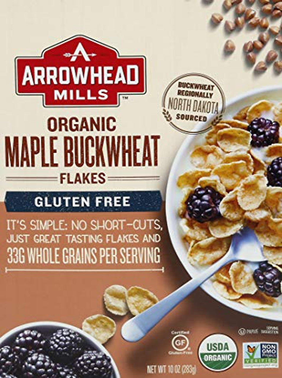 Arrowhead Mills Organic Cereal, Gluten Free, Maple Buckwheat Flakes