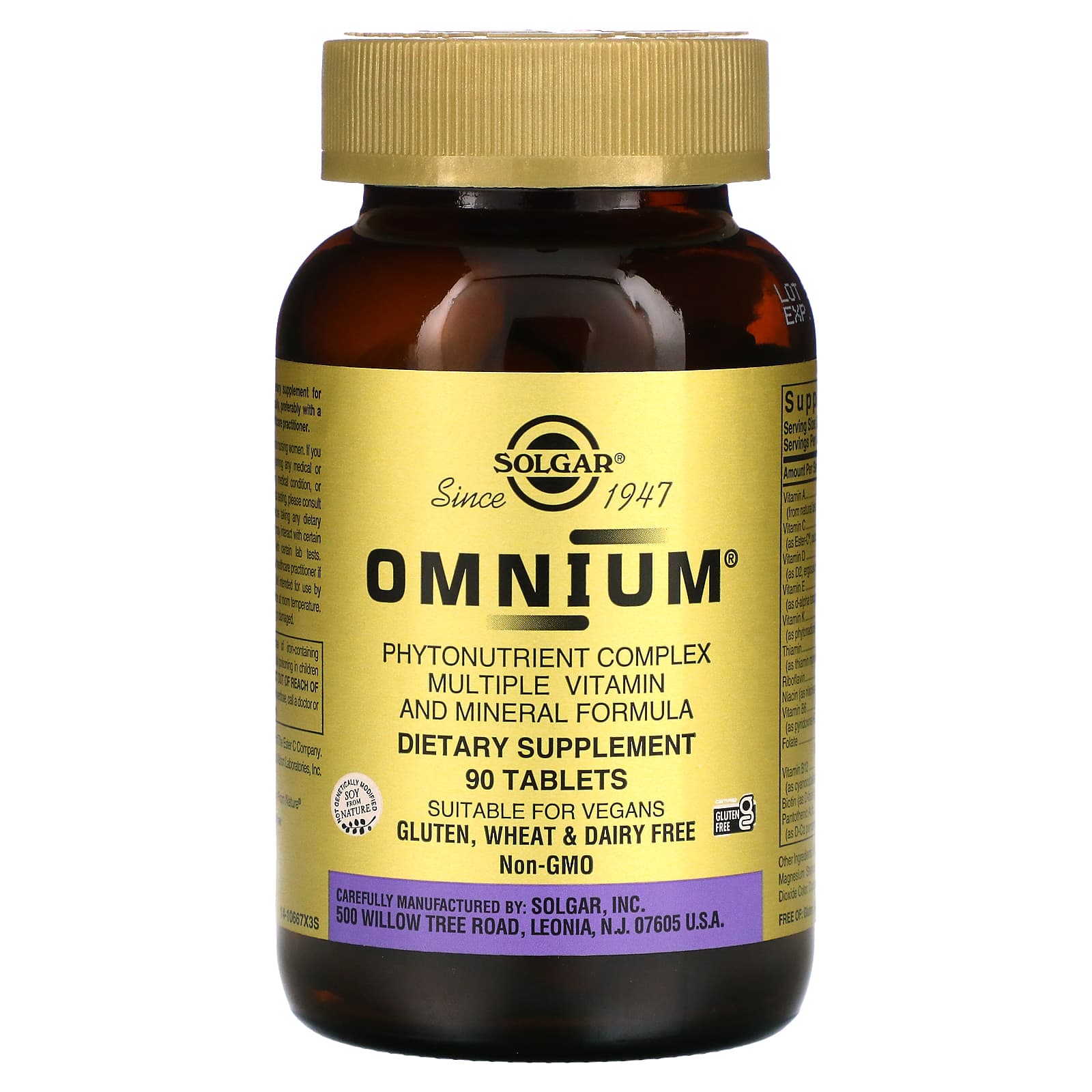 Solgar Omnium Tablets The Advanced Phytonutrient-Rich Multiple Vitamin & Mineral Formula 90 Tabs