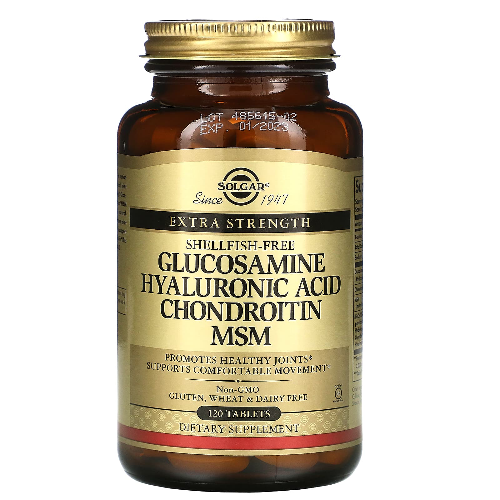 Solgar Glucosamine Hyaluronic Acid Chondroitin Msm Shellfish Free 120 Tablets