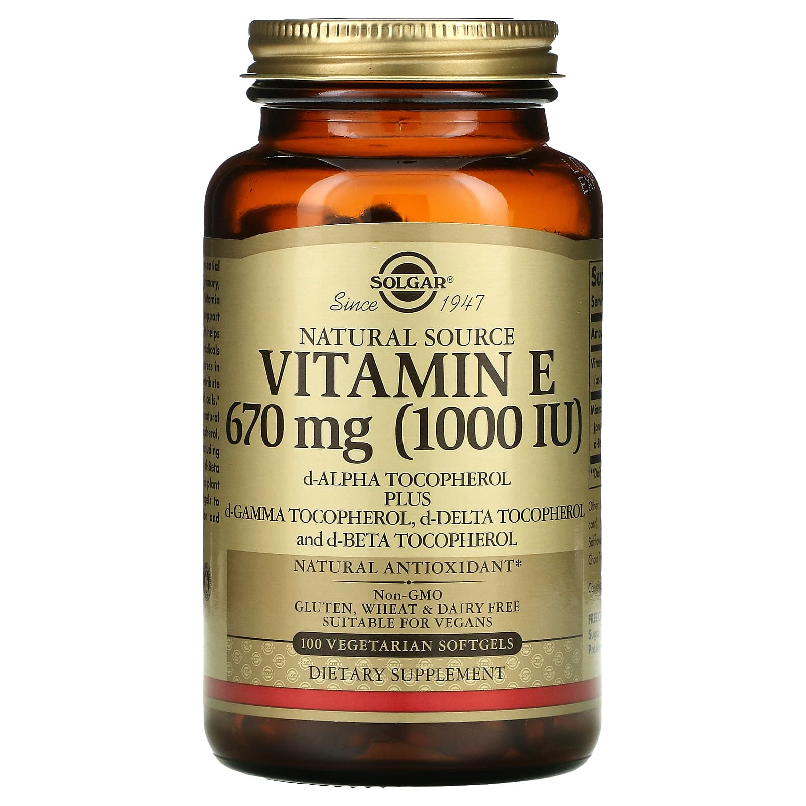 Solgar Vitamin E 1000 Mixed Tocopherols Vegetarian