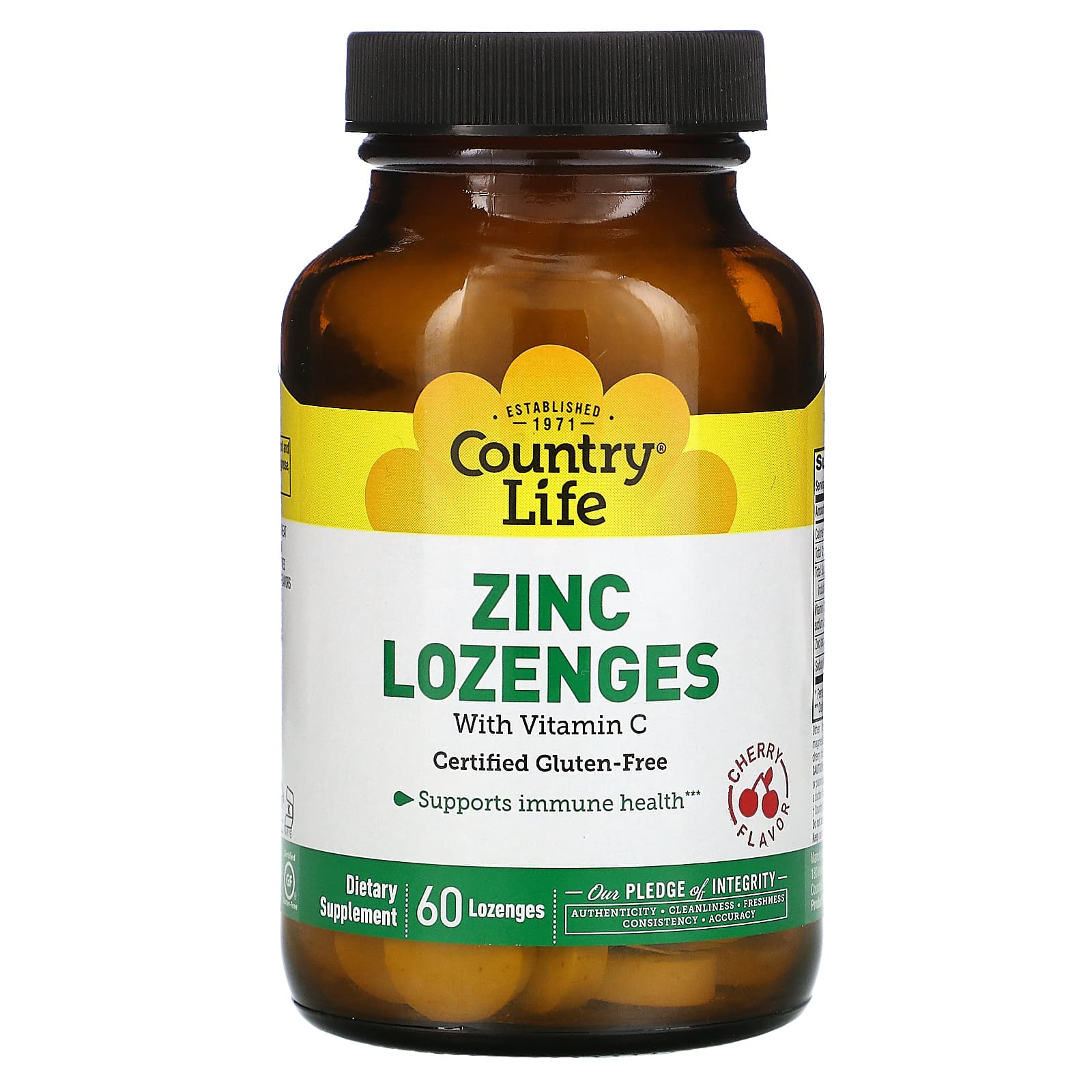 Country Life Zinc With Vitamin C Cherry Flavor Lozenges