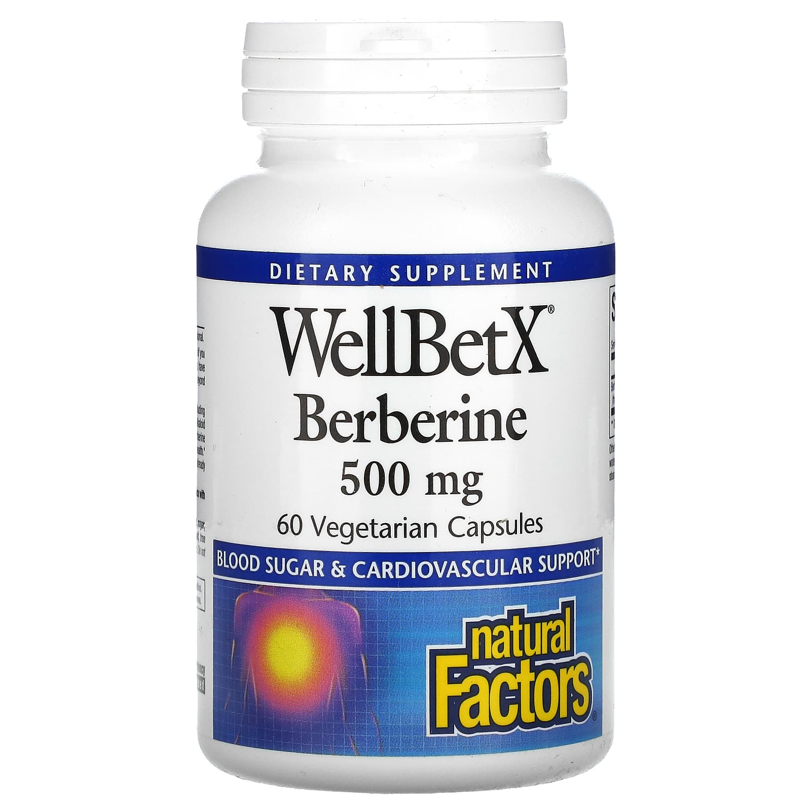 Natural Factors WellBetX Berberine 500 Mg By For Healthy Blood Sugar And Cholesterol Levels Already Within The Normal Range, 60 Vegetarian Capsules (60 Servings)