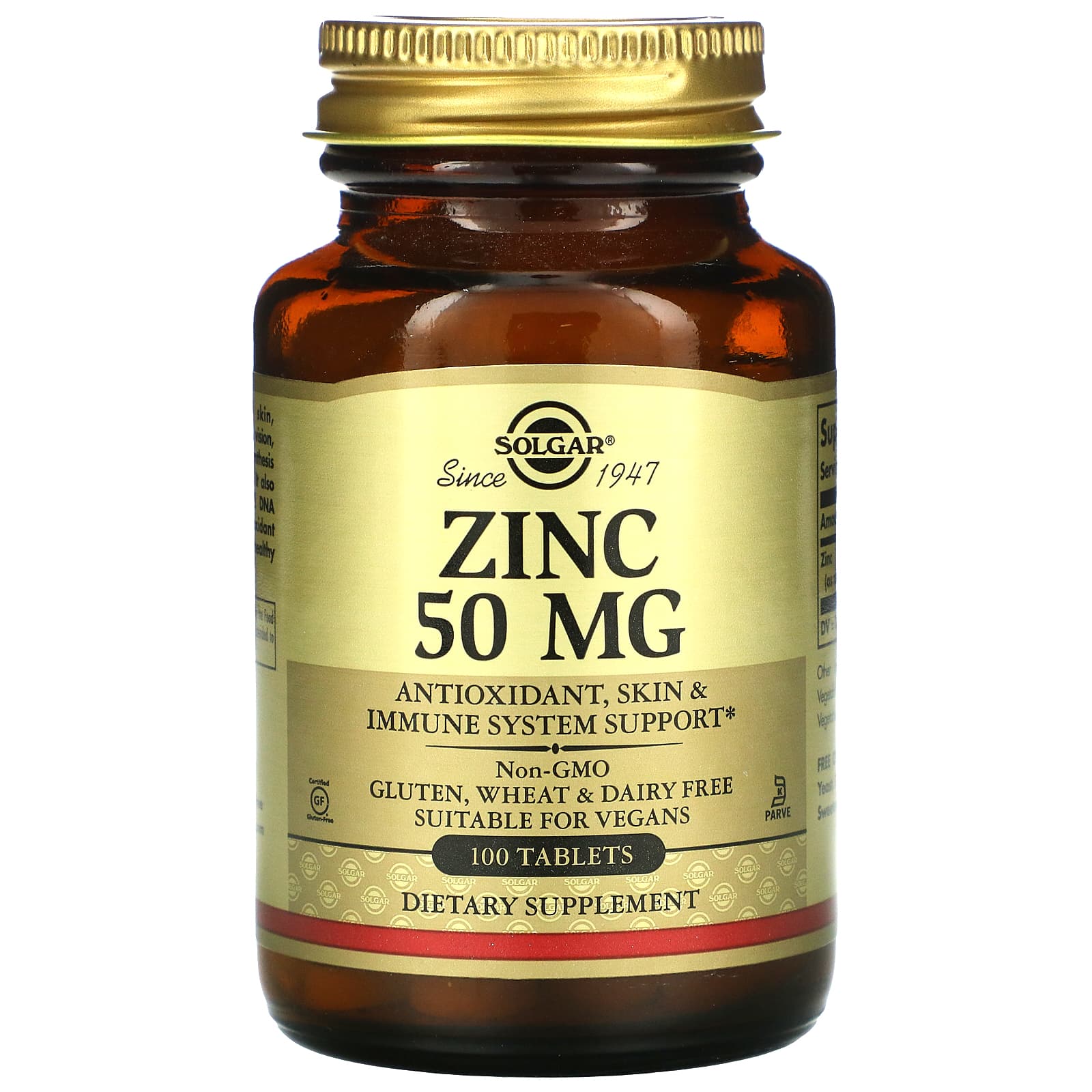Solgar Zinc, 50 Mg, 100 Tablets