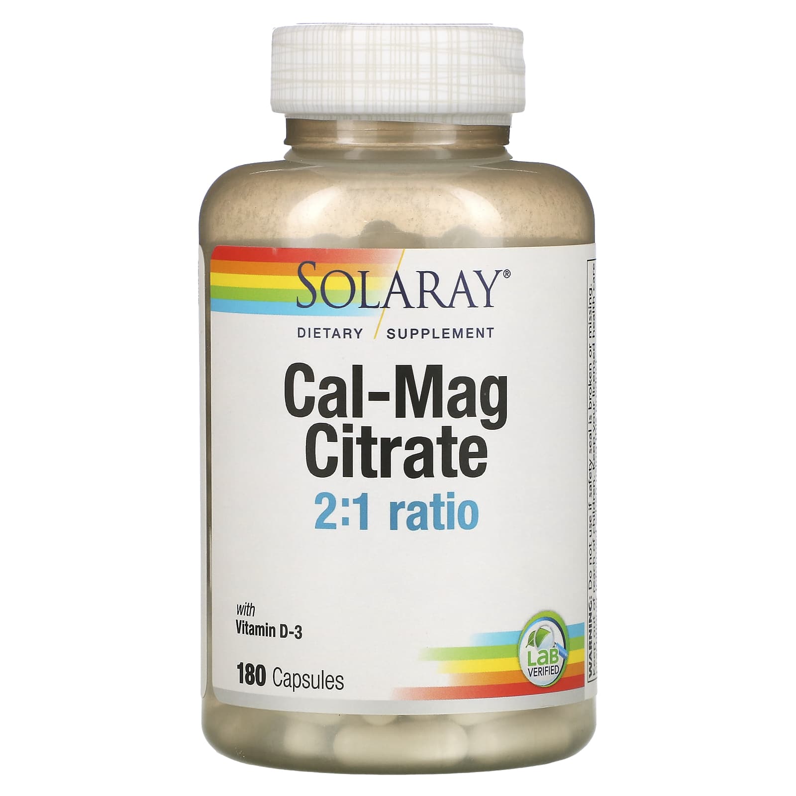 Solaray Cal-Mag Citrate 2:1 Ratio With Vitamin D3 -- 180 Capsules