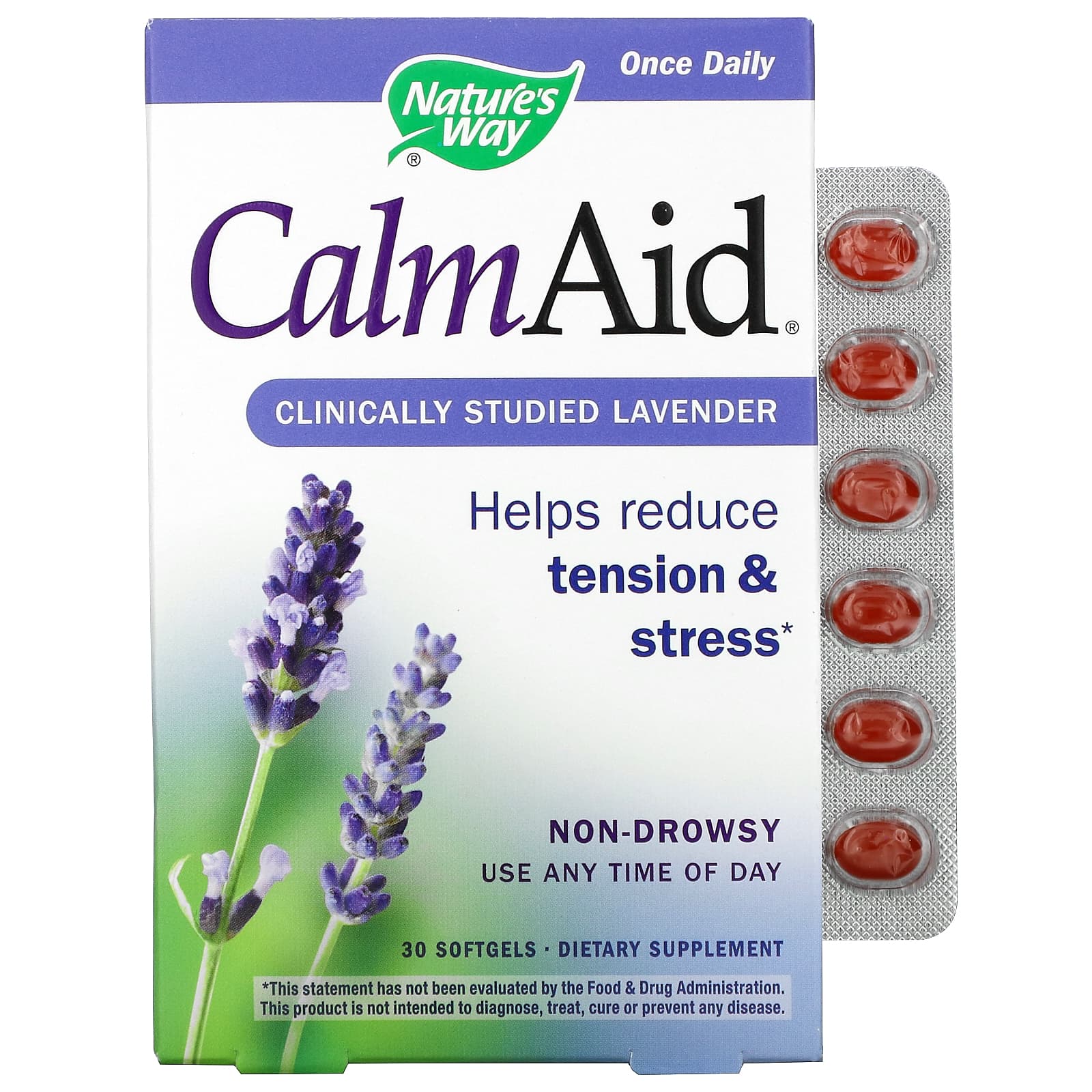 supplement, supplements, anxiety, stress, mood, tension, calmaid, calm aid, lavender, lavender oil, lavender oil supplement, silexan, oral lavender, gluten free lavender, gluten-free lavender, lavender softgels