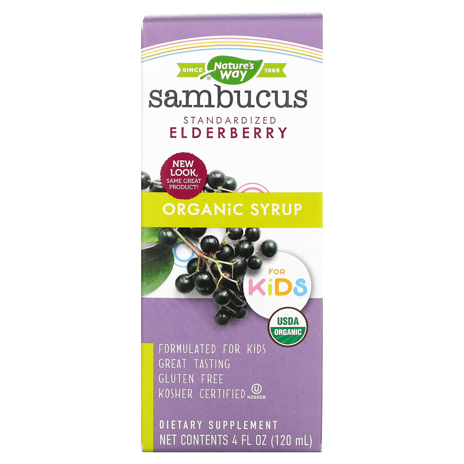 Nature's Way Organic Sambucus For Kids Syrup, Elderberry, 4 Fl Oz