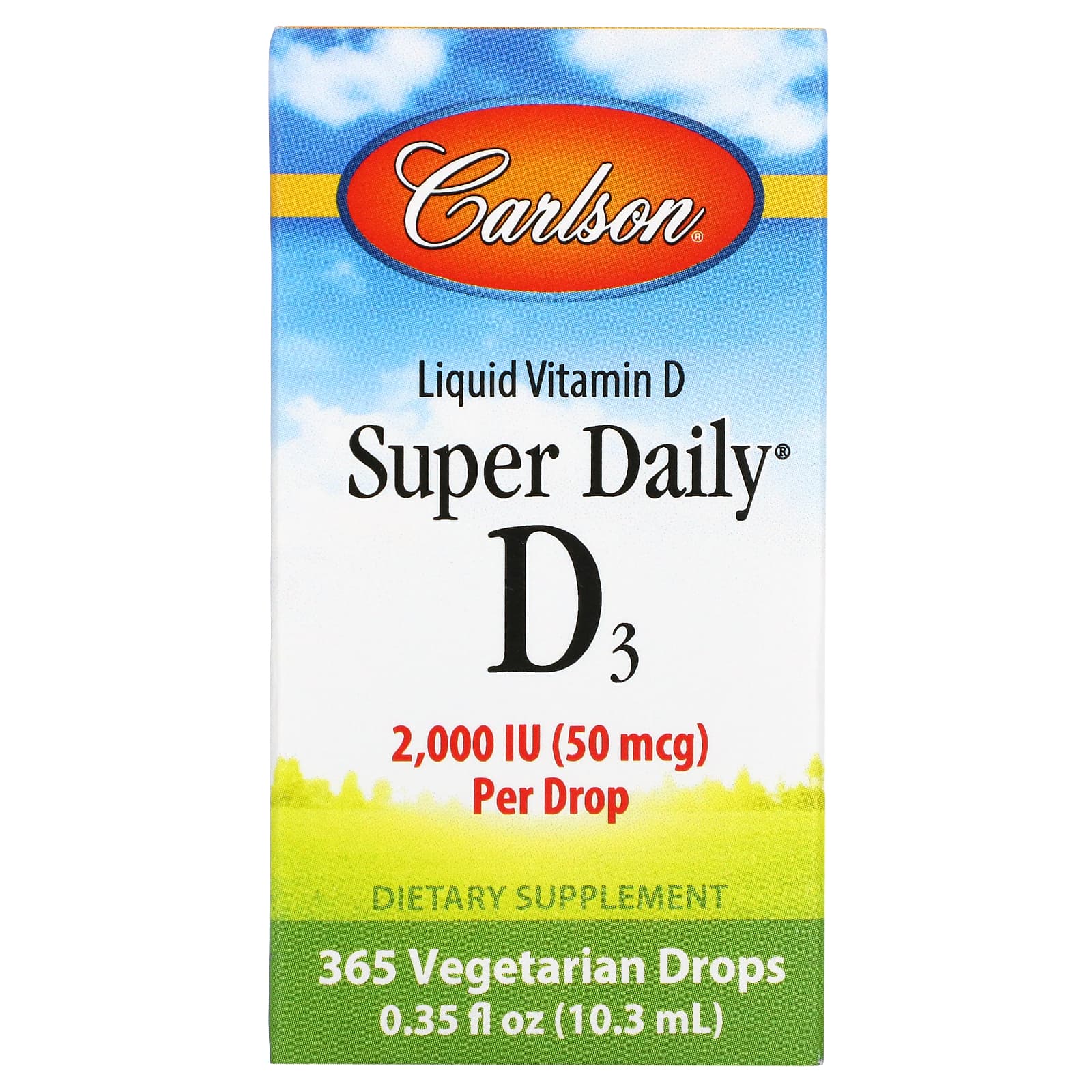 Carlson Labs Super Daily D3 2, 000 IU (50 Mcg) Per Drop, Vitamin D Drops, Vegetarian, Unflavored