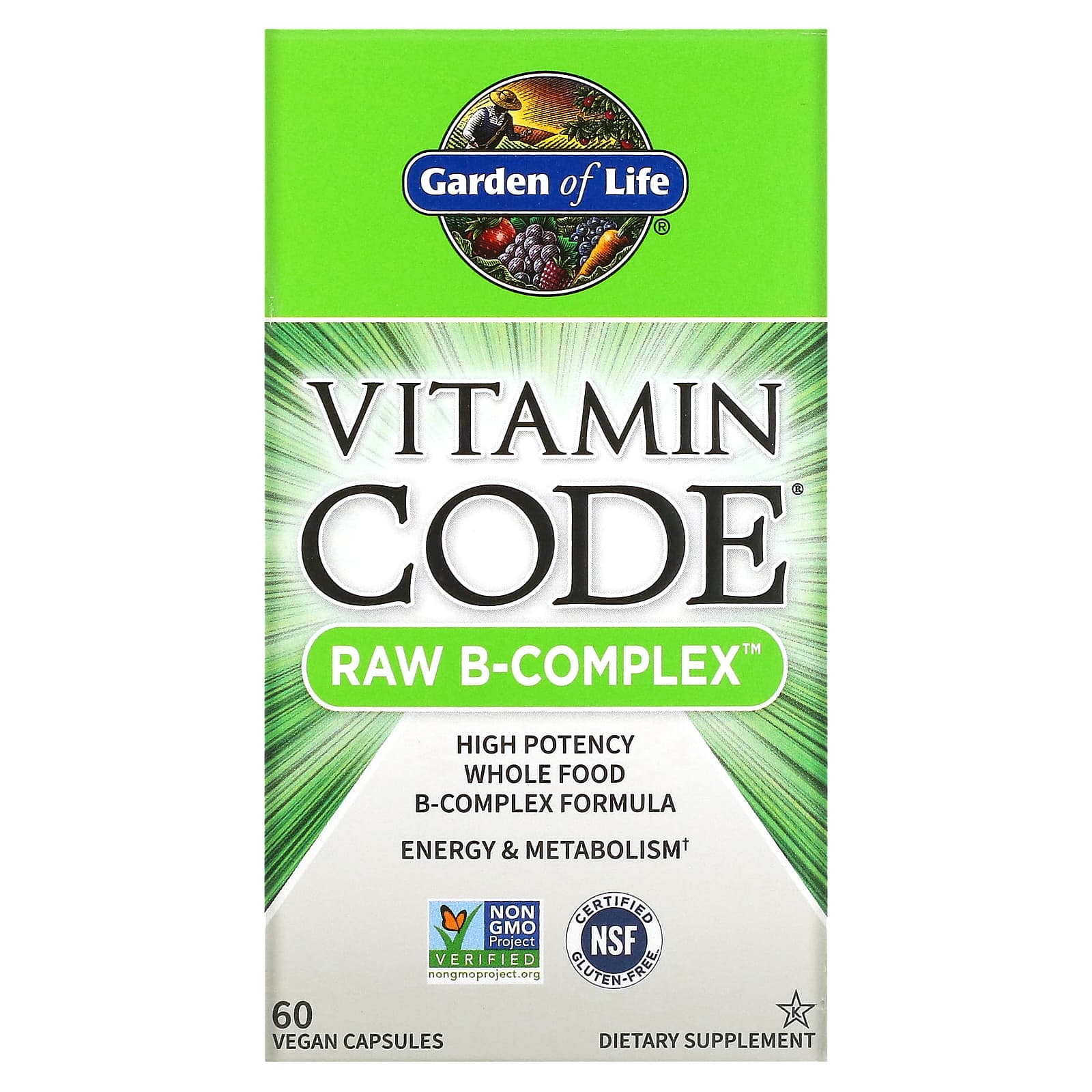 Garden of Life Vitamin Code, Raw B-Complex, 60 Vegan Caps