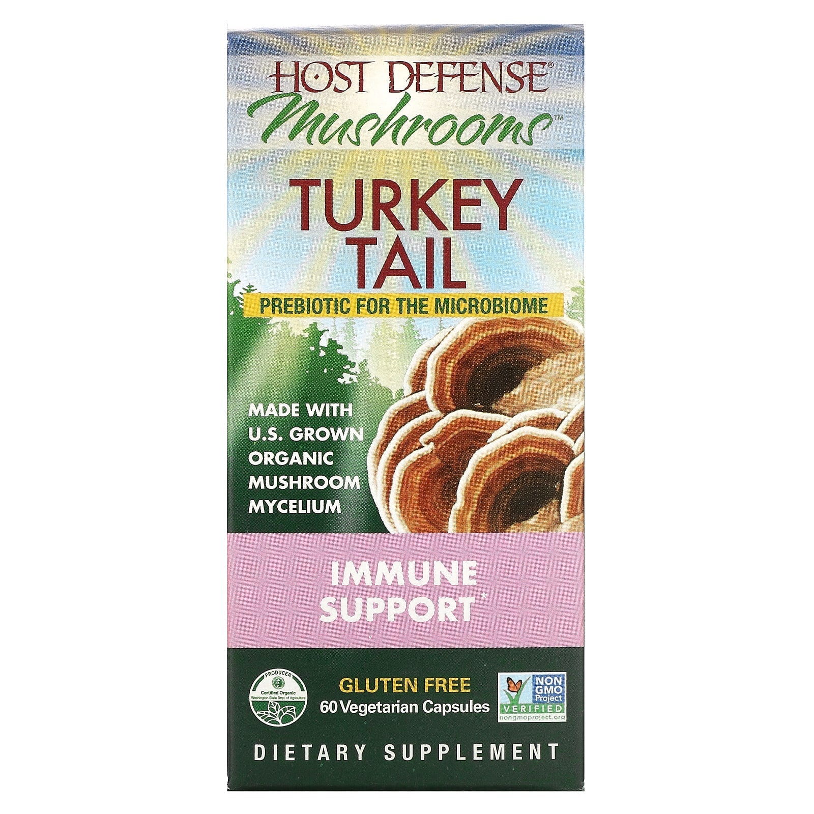 Host Defense Fungi Perfecti Turkey Tail Immune Support, 60 Vegetarian Capsules