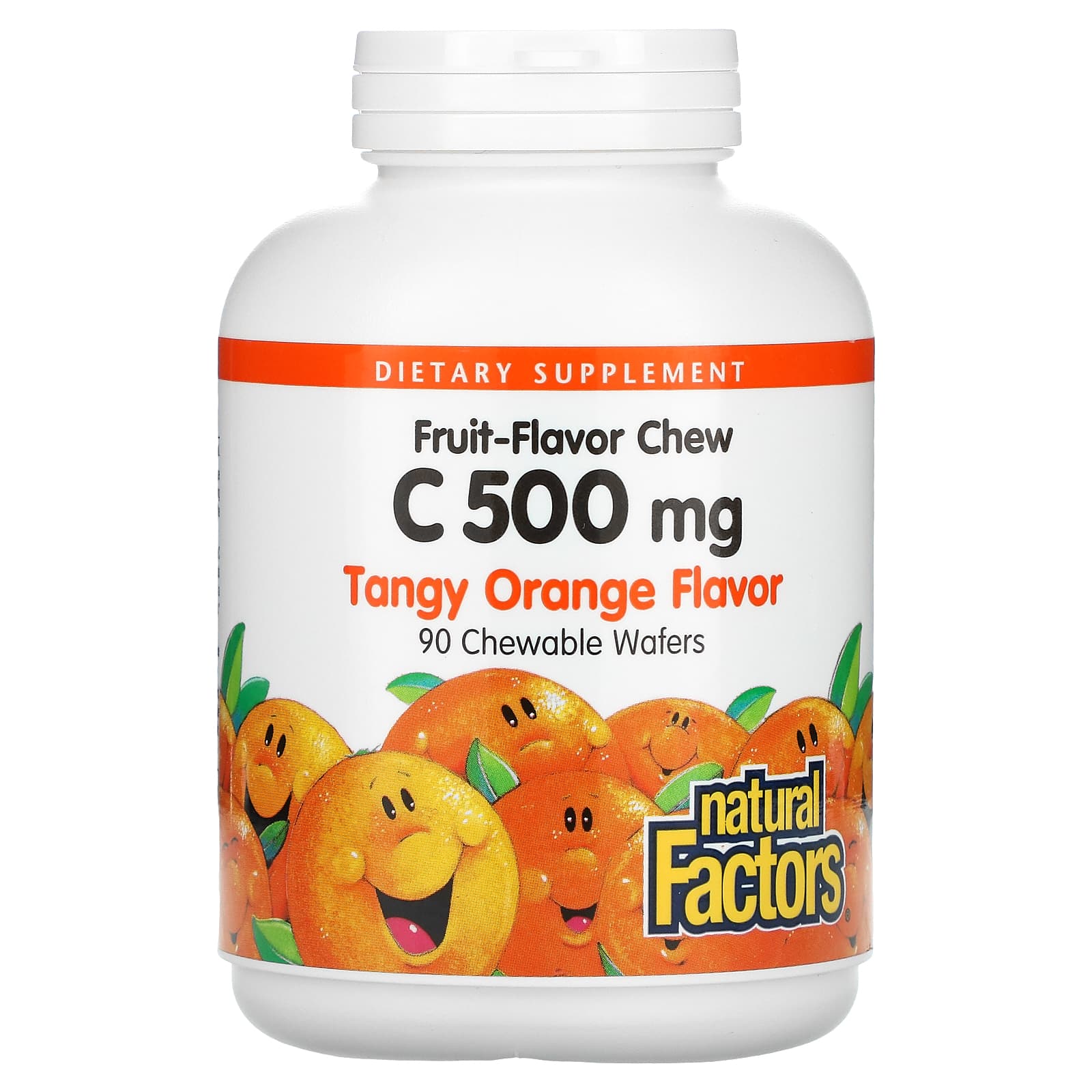 Natural Factors C 500 Mg, Tangy Orange Flavor, 90 Chewable Wafers