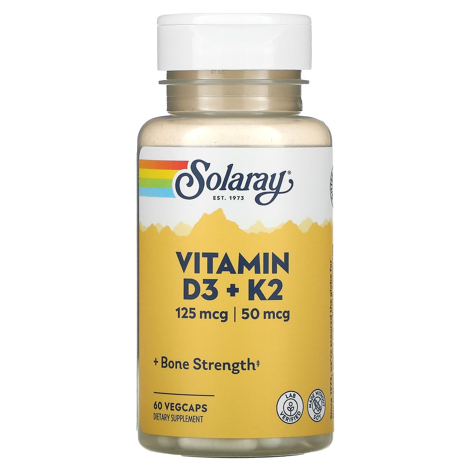 Solaray Vitamin D3 5000 IU & K2 50 Mcg MK7 - 60 Vegetarian Capsules