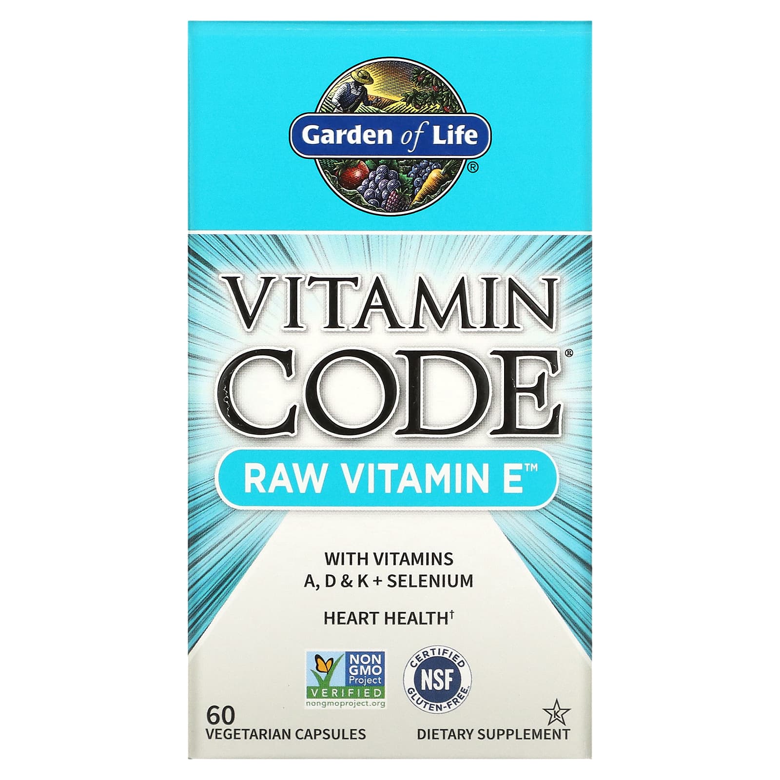 Garden of Life Raw Vitamin E, 60 Capsules