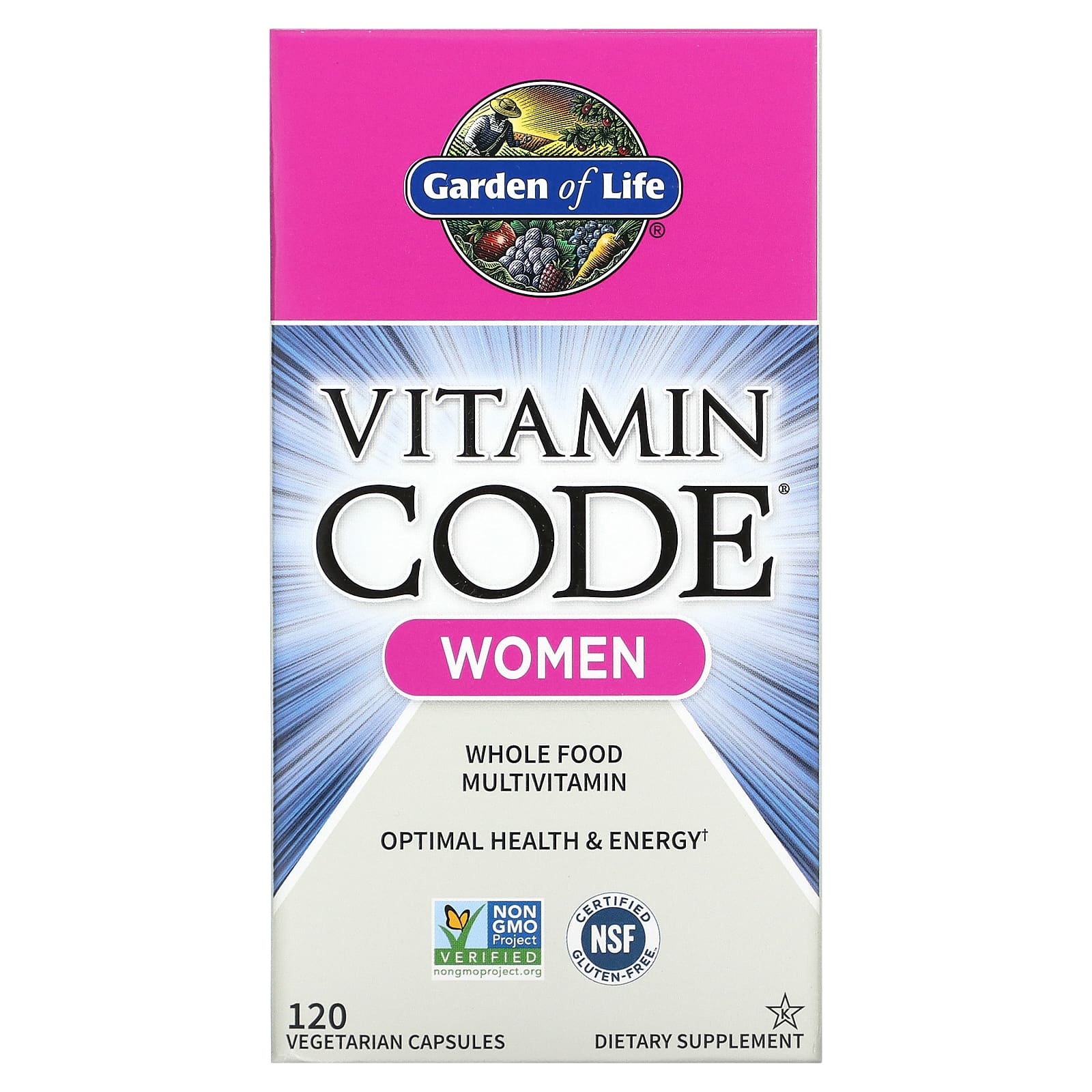 Garden of Life Vitamin Code, Whole Food Multivitamin For Women, 120 Vegetarian Capsules