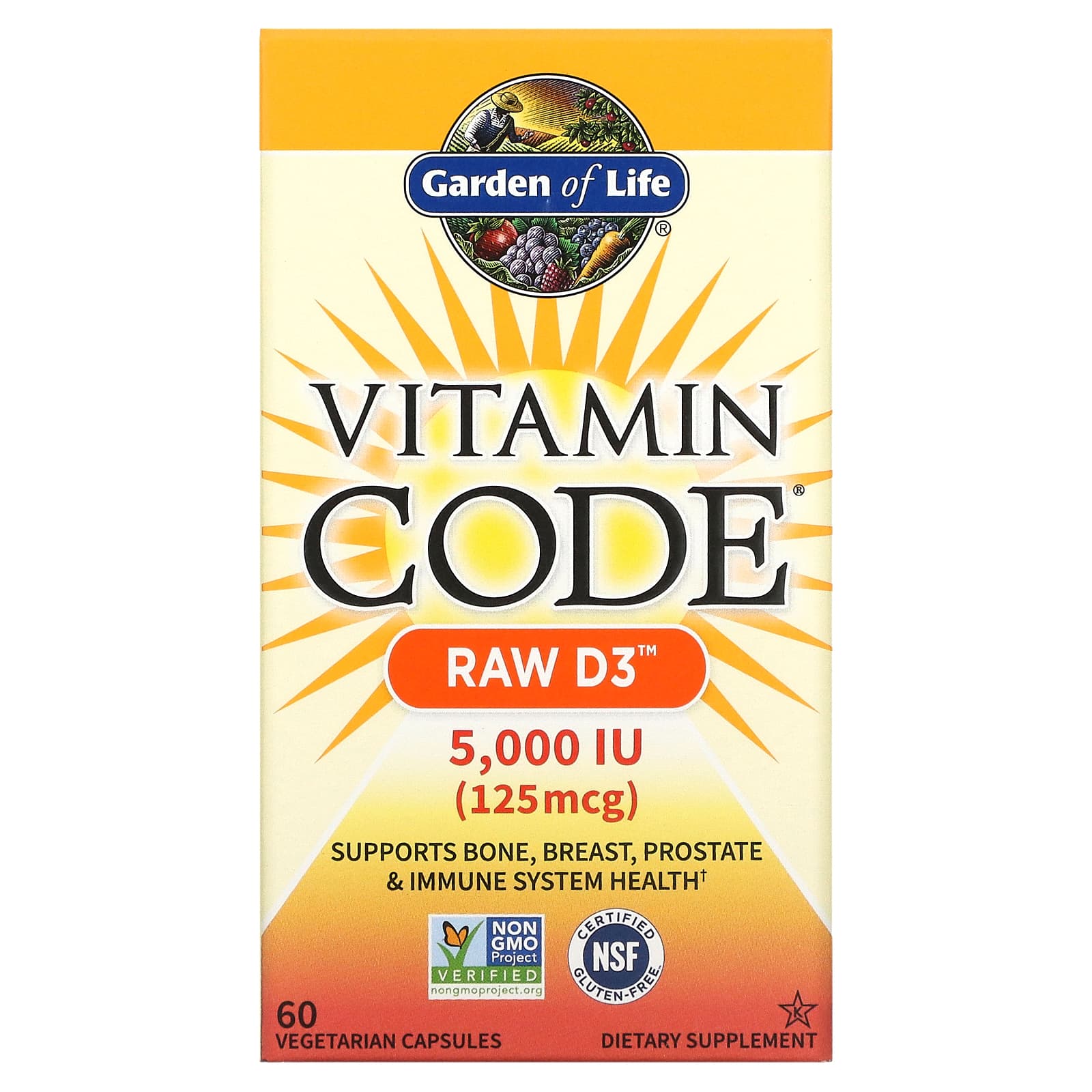 Garden of Life Vitamin Code Raw D3 5000, 60 Capsules
