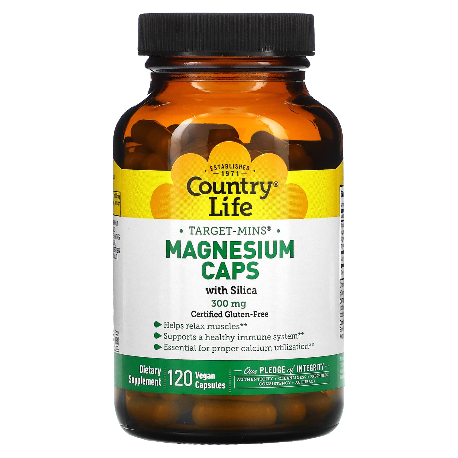 Country Life TM Magnesium Caps-300mg-120 Veg Caps