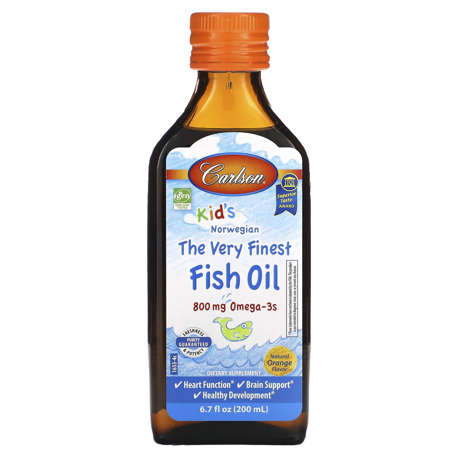 Carlson Labs Kid's The Very Finest Fish Oil 800 Mg Natural Orange 200 Ml