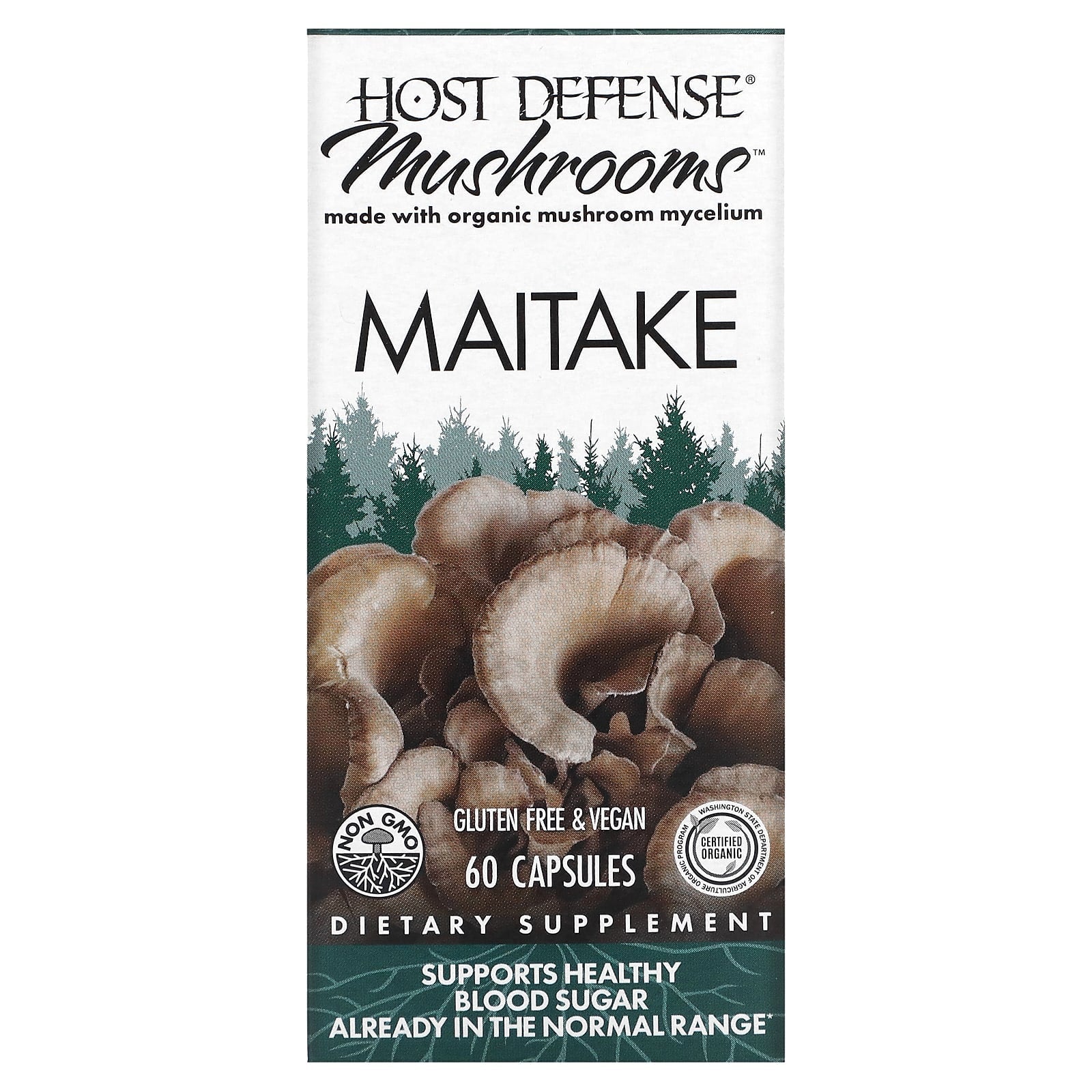 Host Defense Fungi Perfecti, Mushrooms, Organic Maitake, 60 Vegetarian Capsules