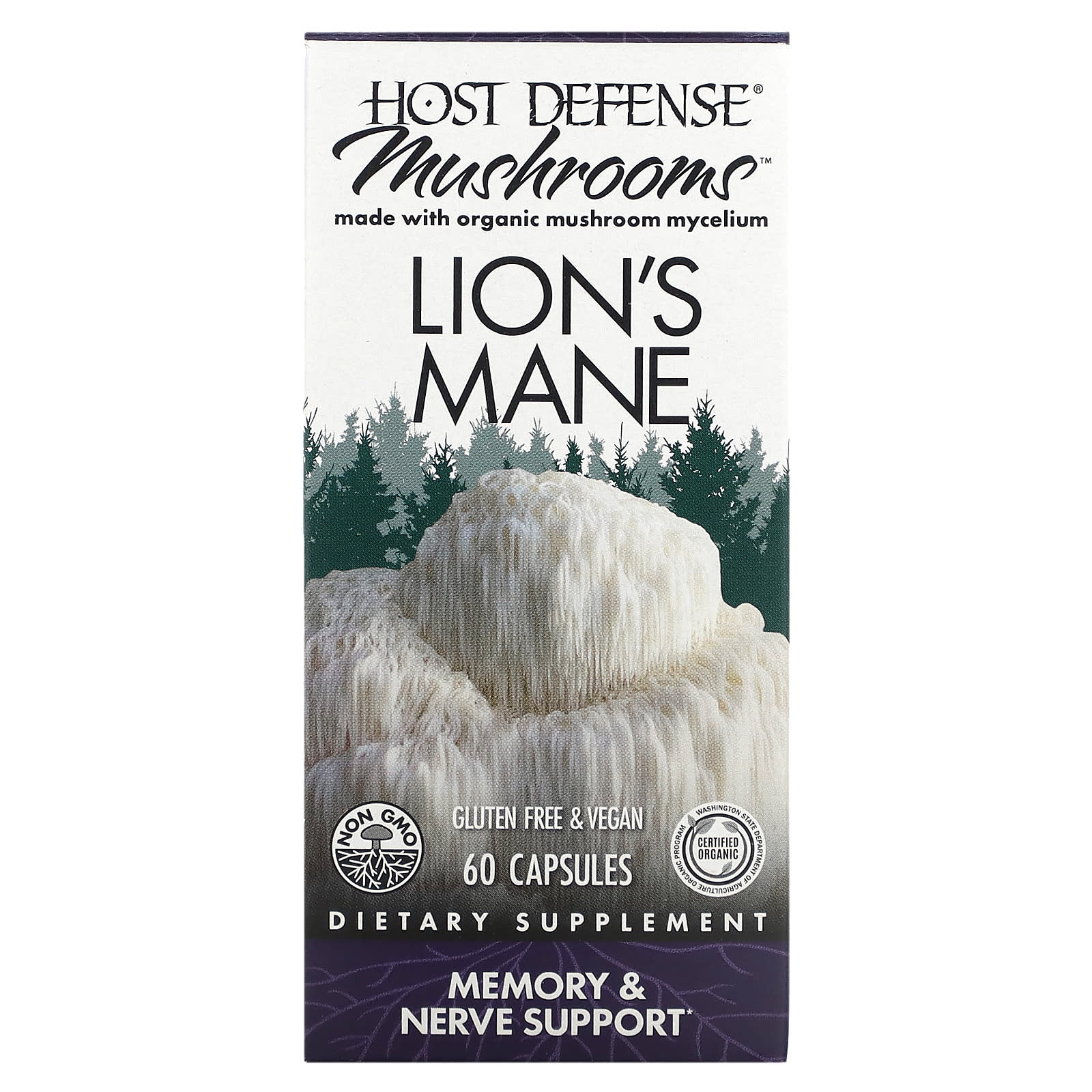 Host Defense Lion's Mane, Memory & Nerve Support, 60 Vegetarian Capsules