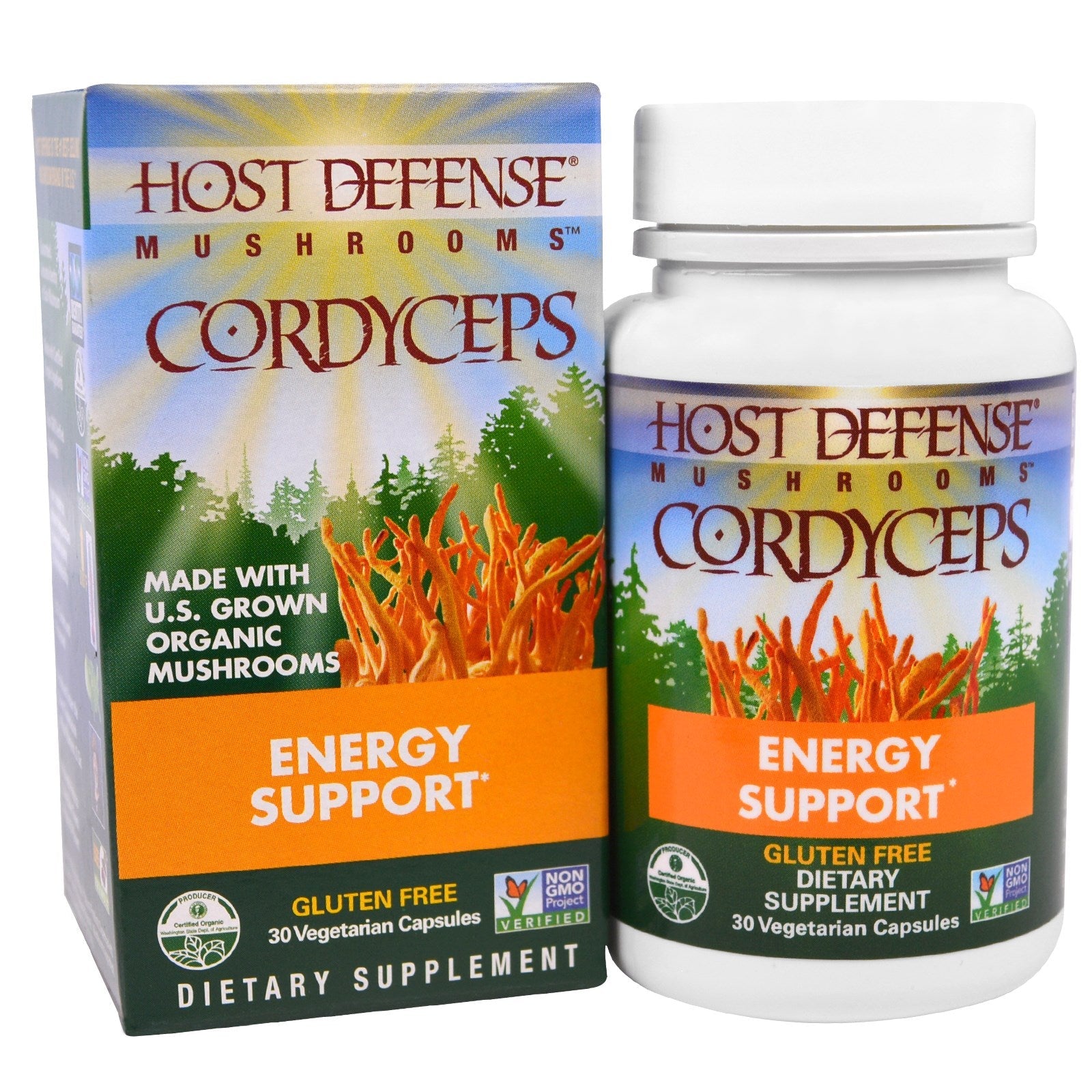 Host Defense Cordyceps Capsules, Energy And Stamina Support, Daily Dietary Supplement, USDA Organic, 30 Vegetarian Capsules (15 Servings)