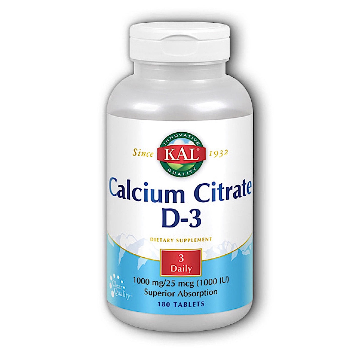 Kal Cal Citrate D-3 1000mg, 180 Tablets