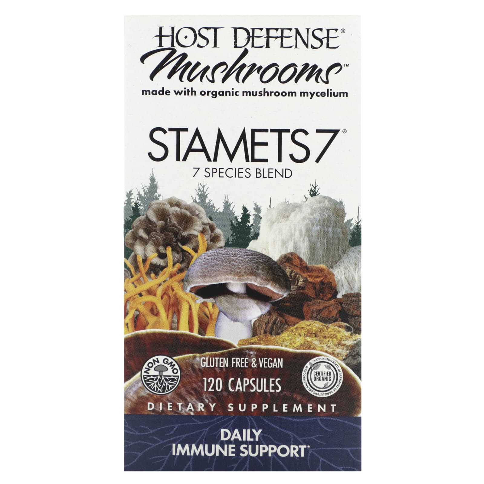 Host Defense Stamets 7 Capsules, Daily Immune Support, Mushroom
