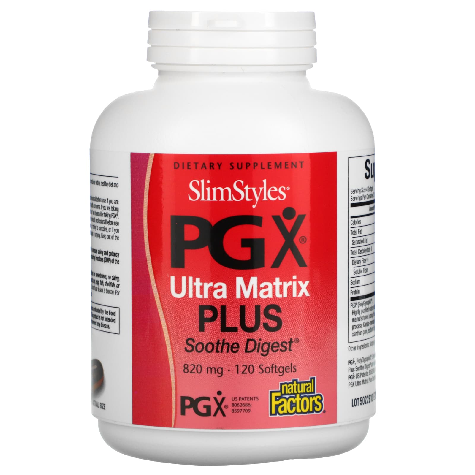 Natural Factors Slimstyles PGX Ultra Matrix Plus Soothe Digest, 820 Mg, Softgels