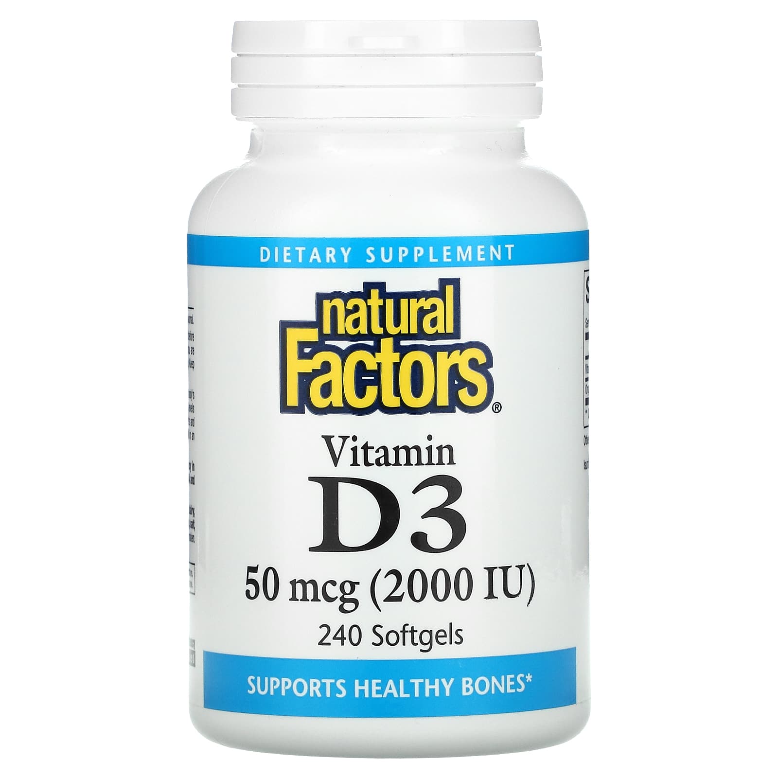Natural Factors Vitamin D3 Dietary Supplement, 240 Softgels