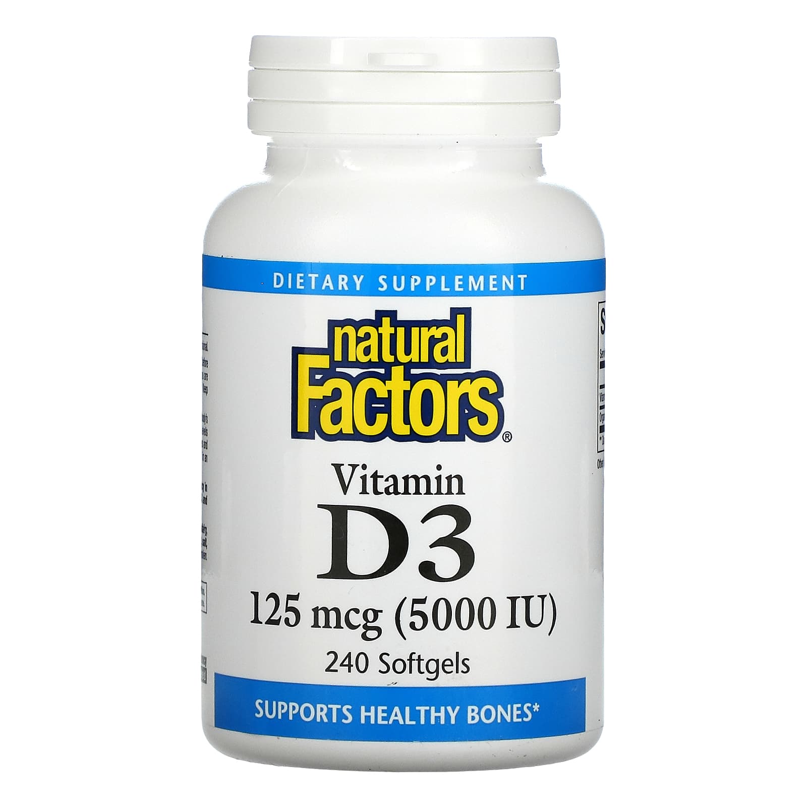 Natural Factors Vitamin D3 125 Mcg 5, 000 IU), 240 Softgels