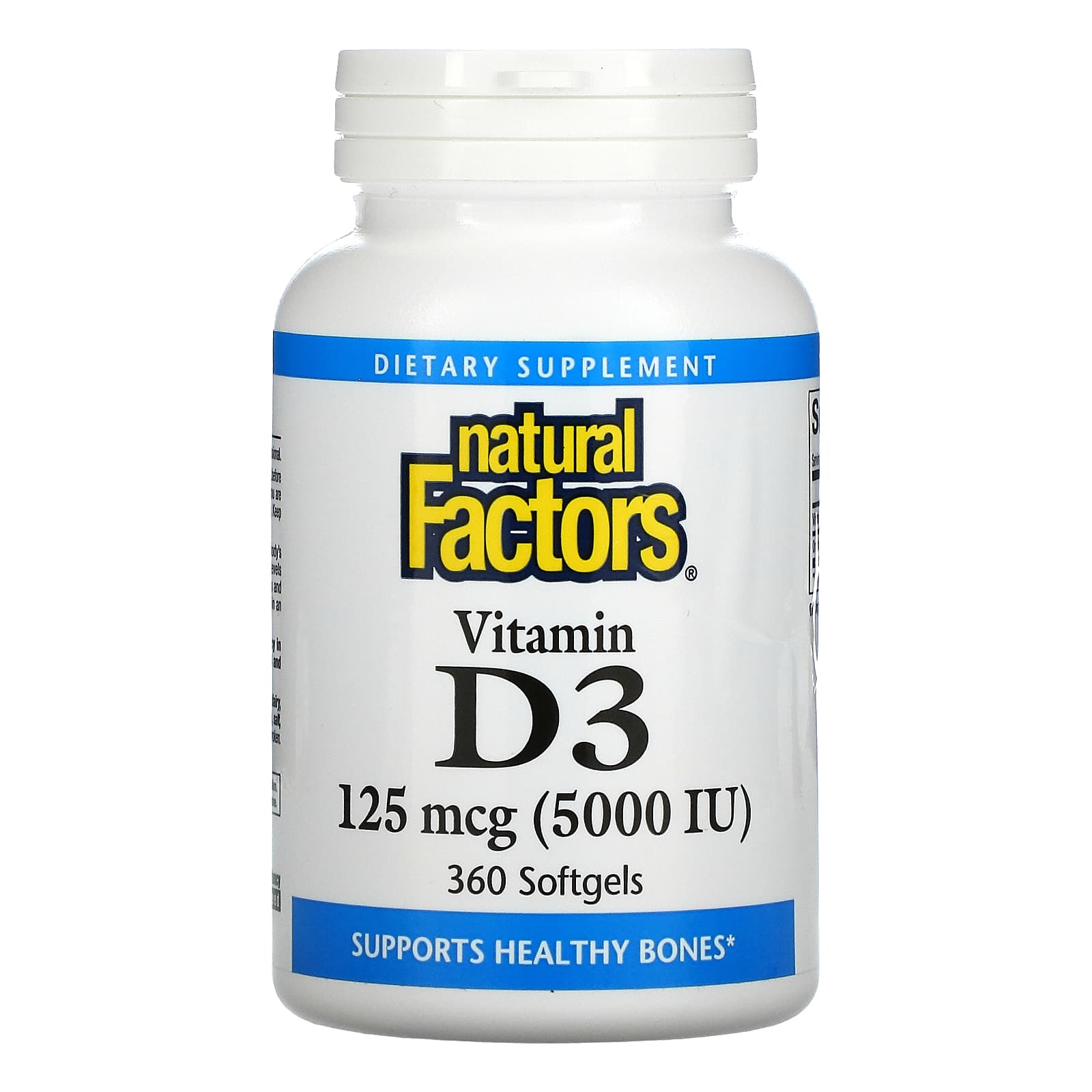 Natural Factors Vitamin D3 125 Mcg 5, 000 IU), 360 Softgels