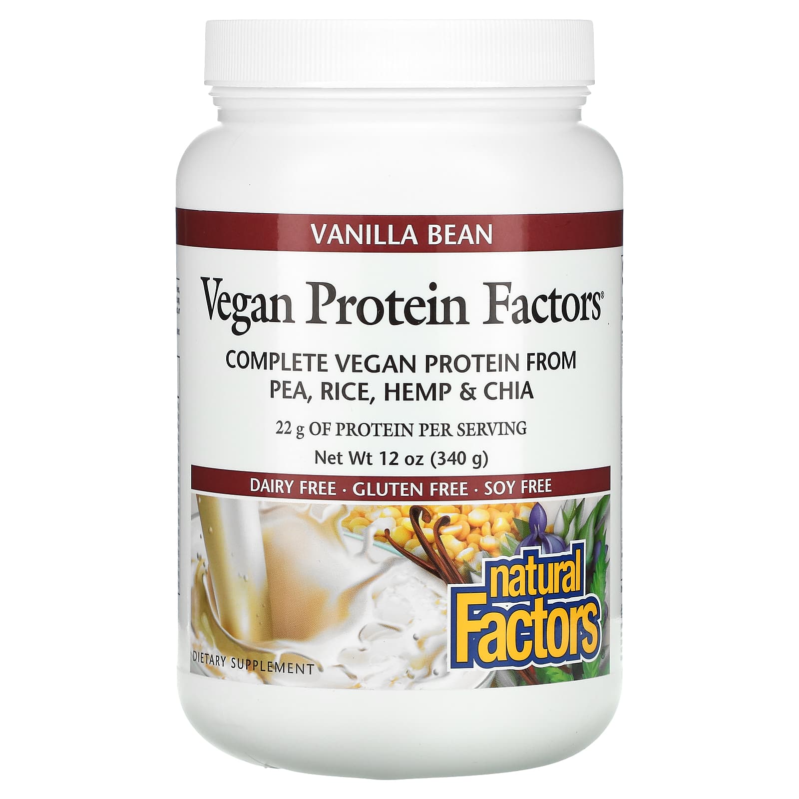 Natural Factors Vegan Protein Powder Vanilla Bean