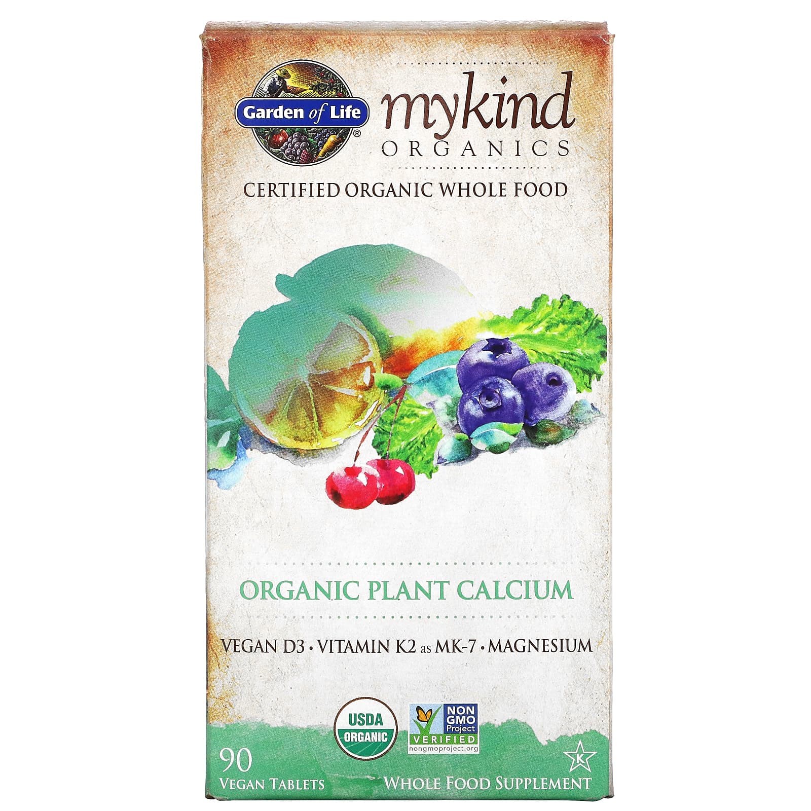 Garden of Life Kind Organics Organic Plant Calcium, 90 Vegan Tablets