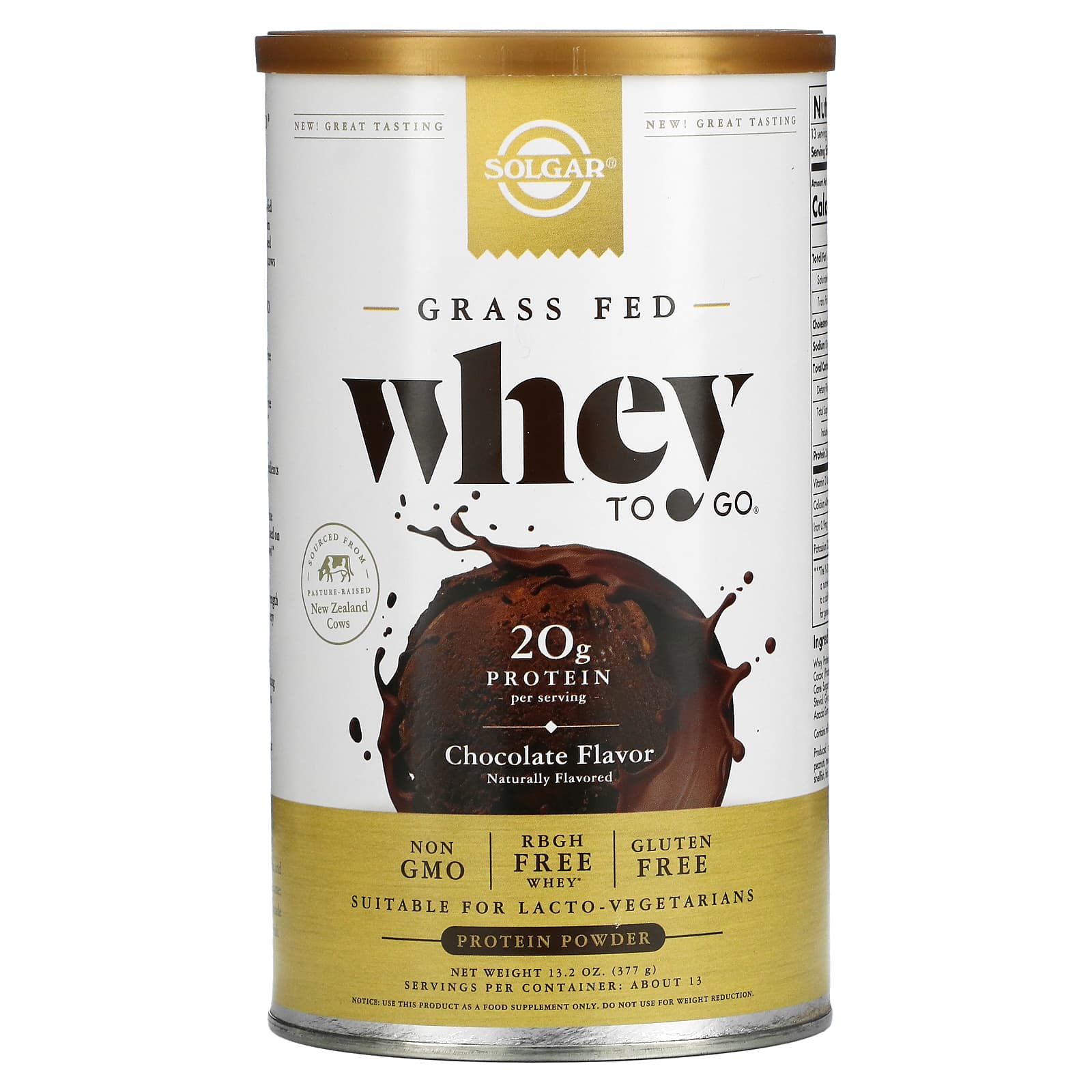 Solgar Whey Protein Powder Natural Chocolate Flavor 454gr