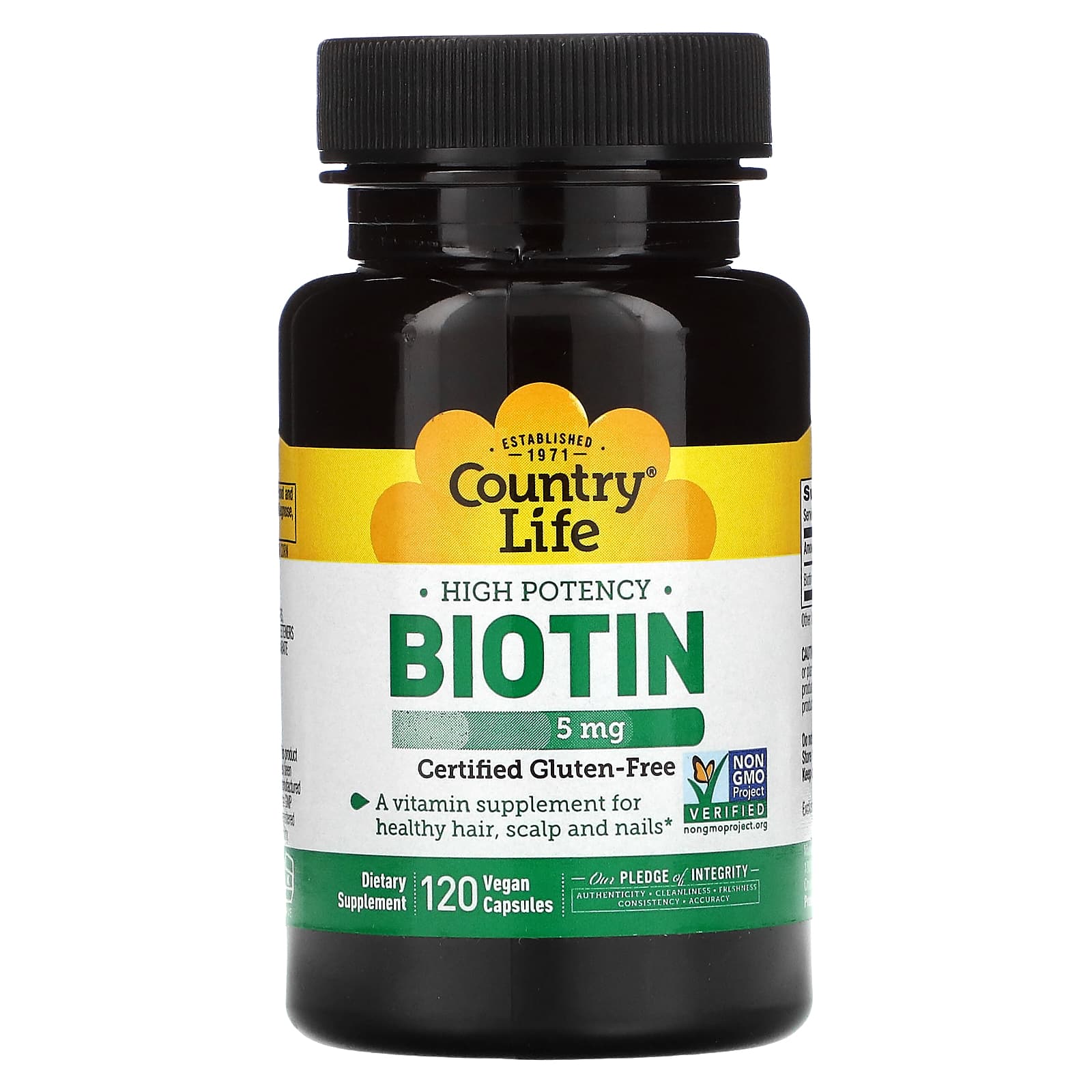 Country Life Super Potency Biotin 5 Mg, 120 Vegetarian Capsules