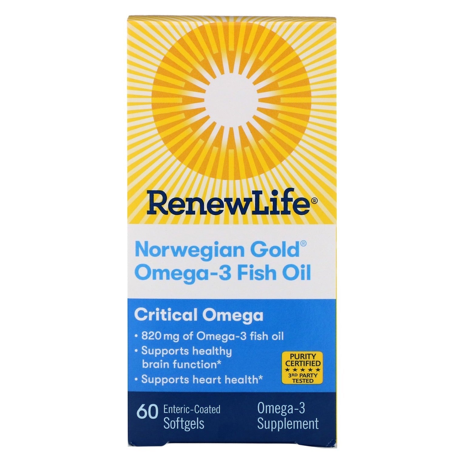 Renew Life Re Critical Omega Norwegian Gold Fish Oil