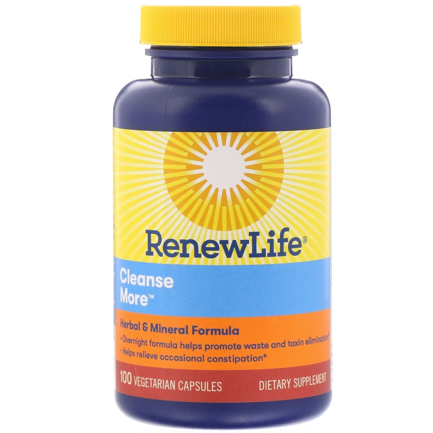 Renew Life Re Adult Cleanse More -Detox, Helps Relieve Occasional Bloating And Restore Regularity, Herbal & Mineral Formula-Overnight Constipation Relief-Gluten, Dairy & Soy Free-100 Vegetarian Capsules