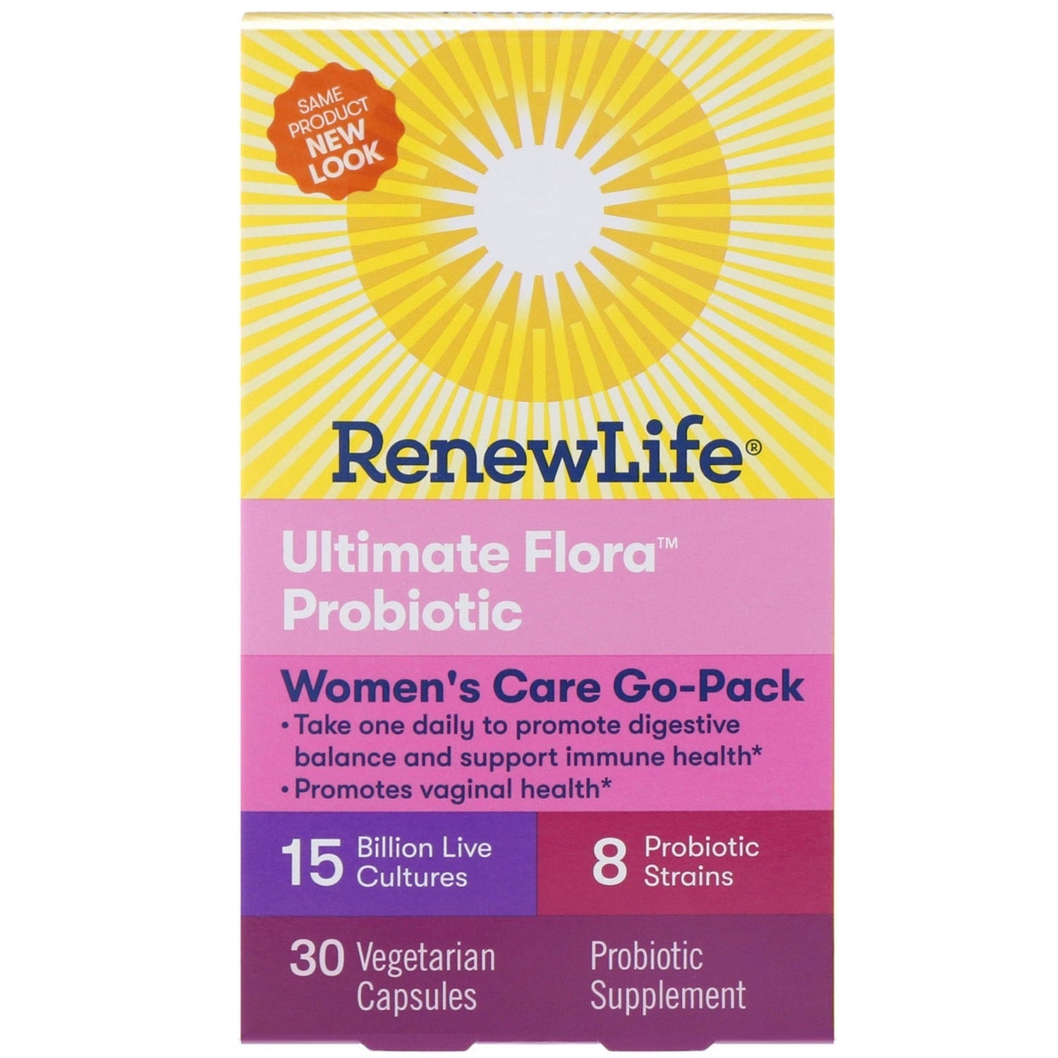 Renew Life Re Ultimate Flora, Women's Care Go-Pack Probiotic, 15 Billion Live Cultures, 30 Vegetarian Capsules