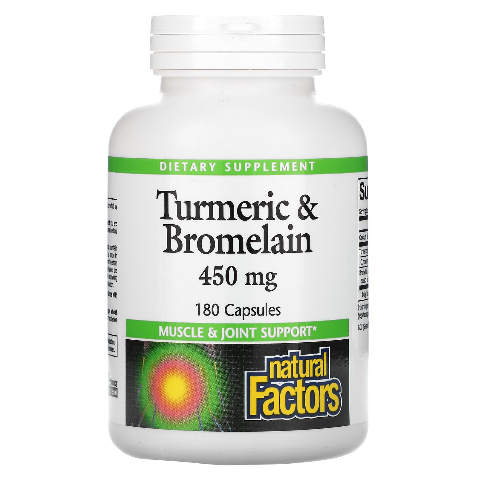 Natural Factors Turmeric & Bromelain -- 450 Mg - 180 Capsules