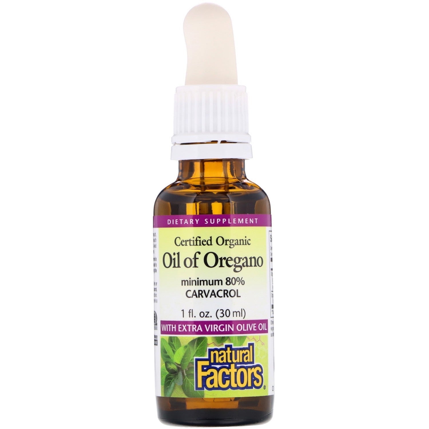 Natural Factors Certified Organic Oil Of Oregano Dietary Supplement, 1 Fl. Oz