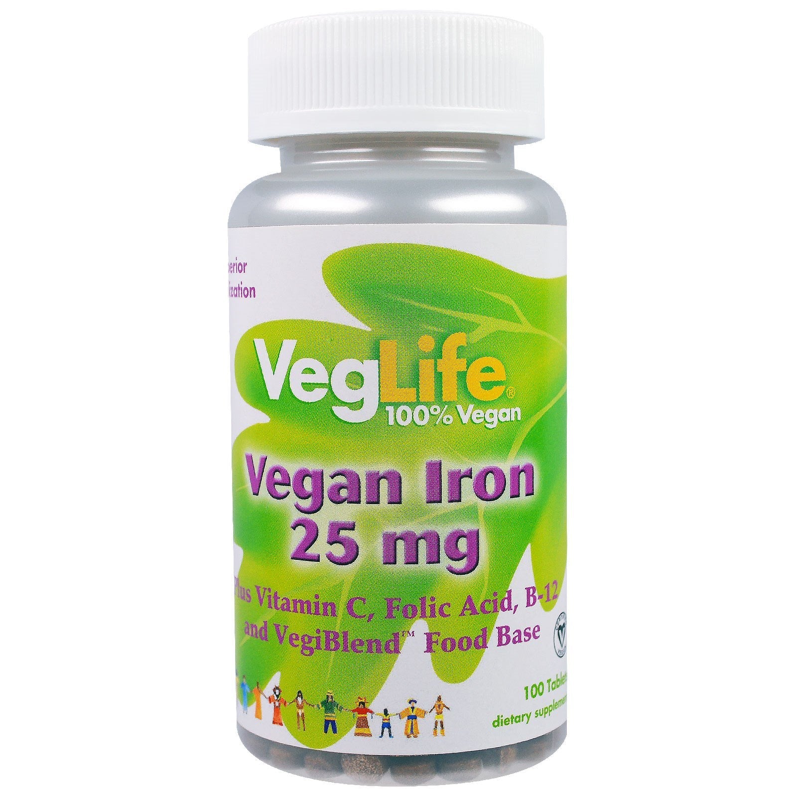 VegLife Vegan Iron, 25 Mg, 100 Tablets