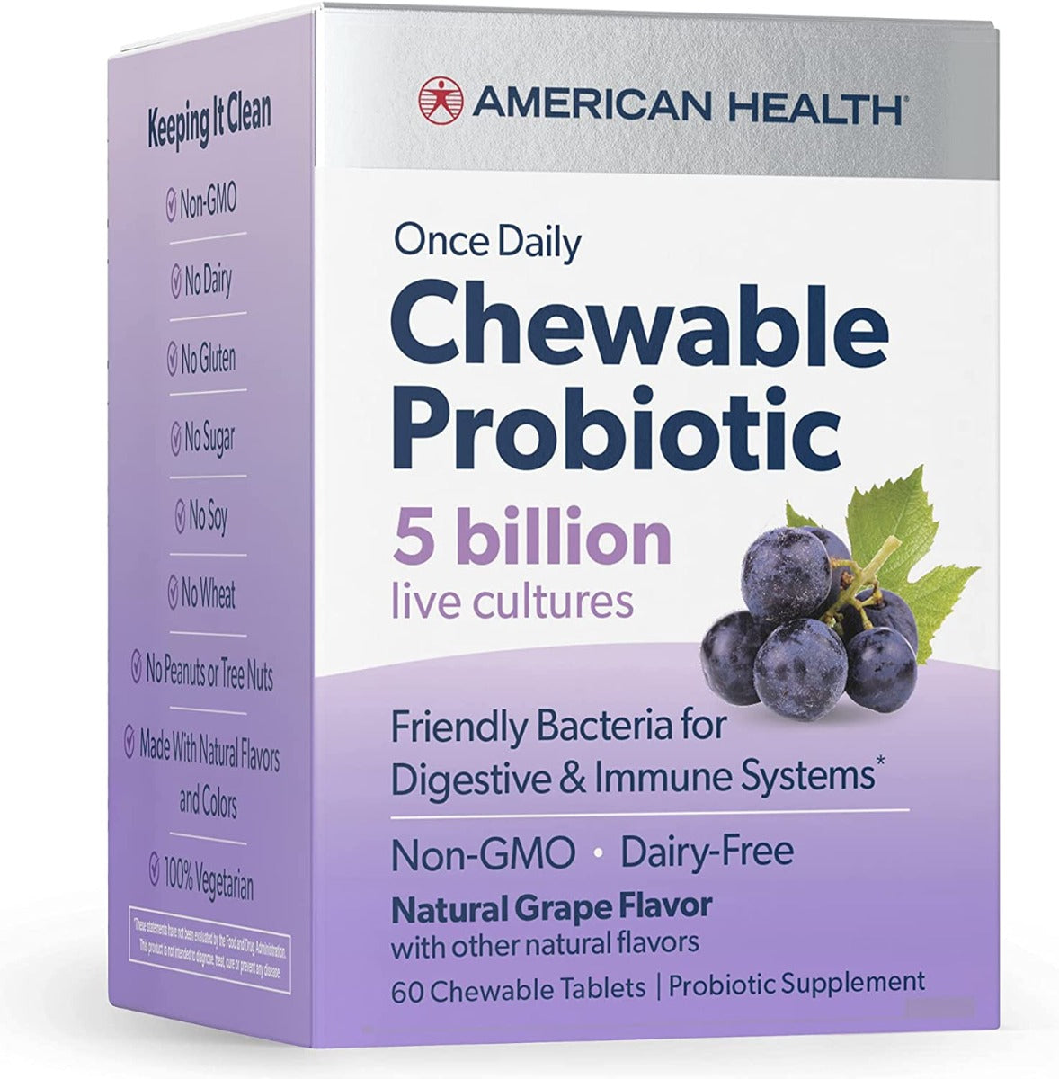 American Health Probiotic Chew Grape, 60 Tb