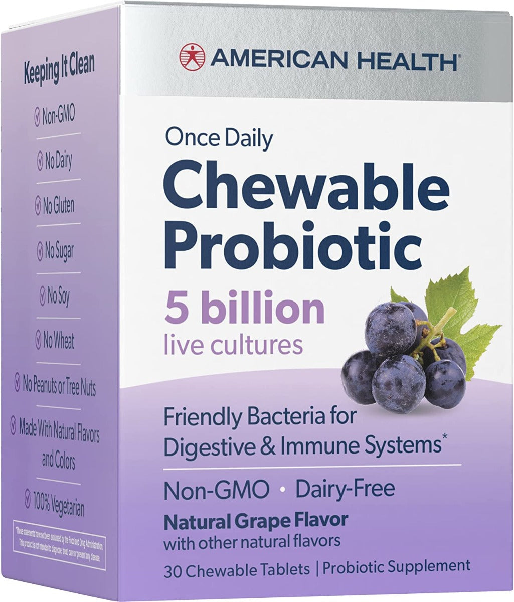 American Health Natural Grape Flavor 5 Billion Chewable Probiotic Tablet