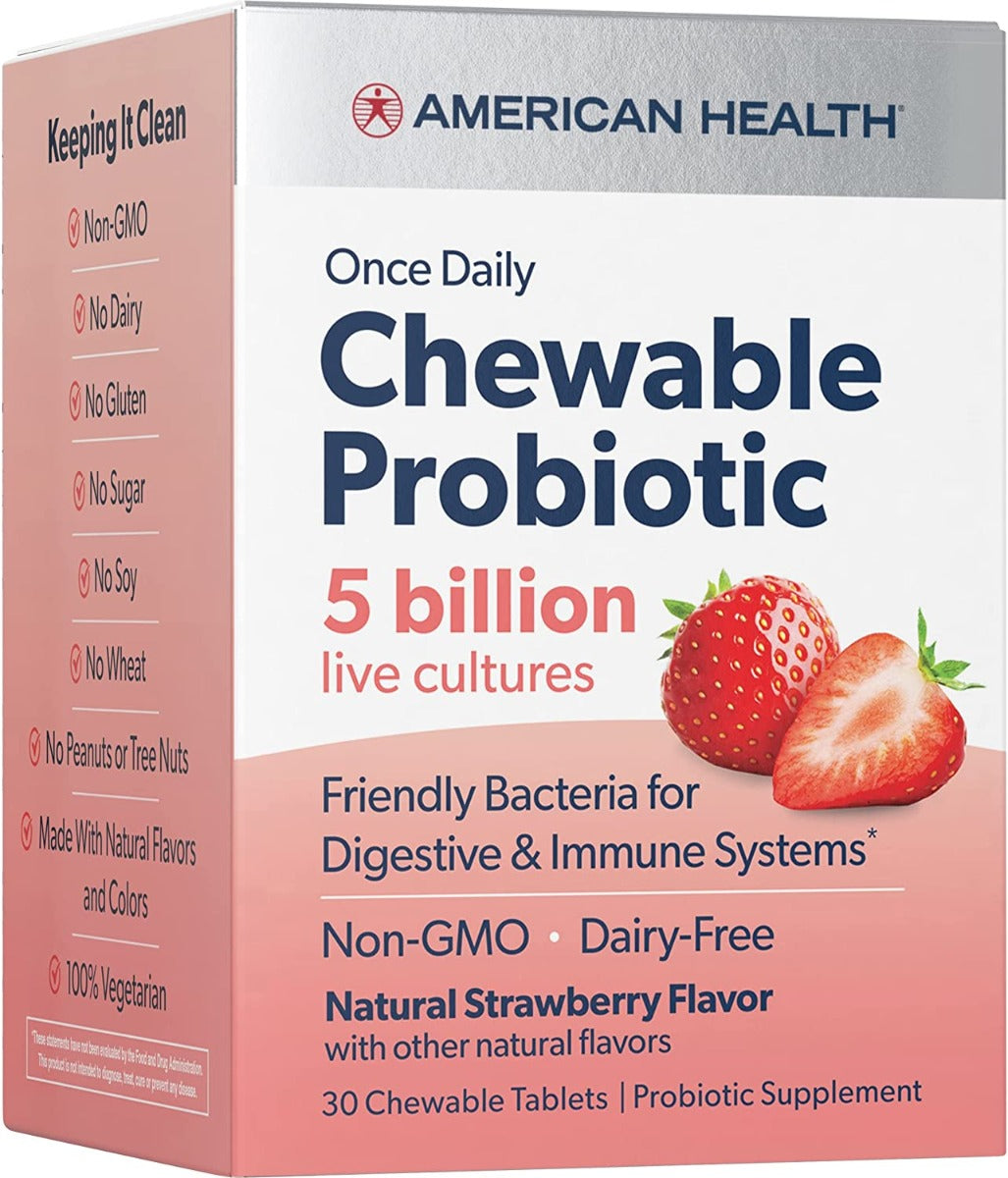 American Health Natural Strawberry Flavor 5 Billion Chewable Probiotic Tablet